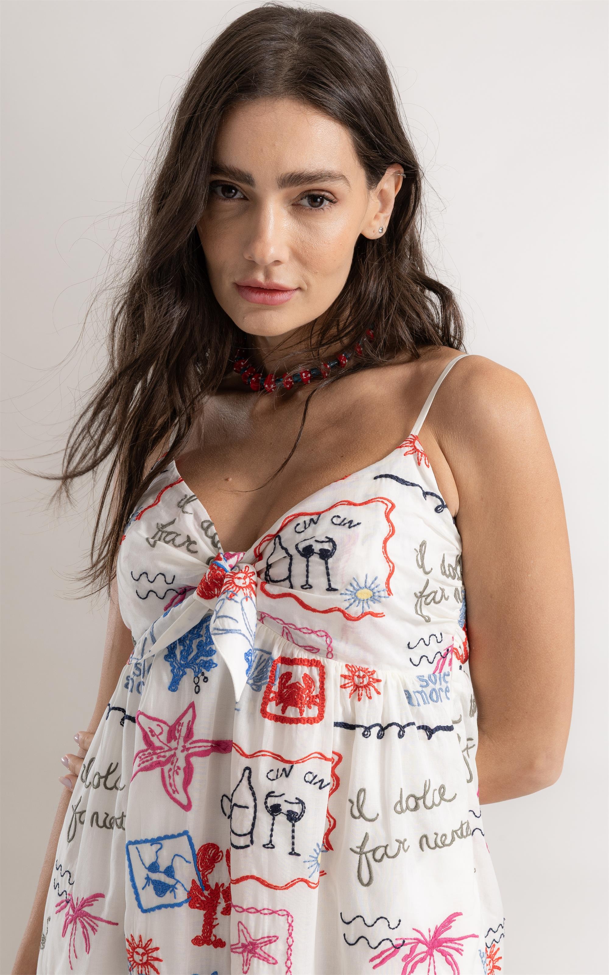 Vestido Inês Algodão Bordado Off White