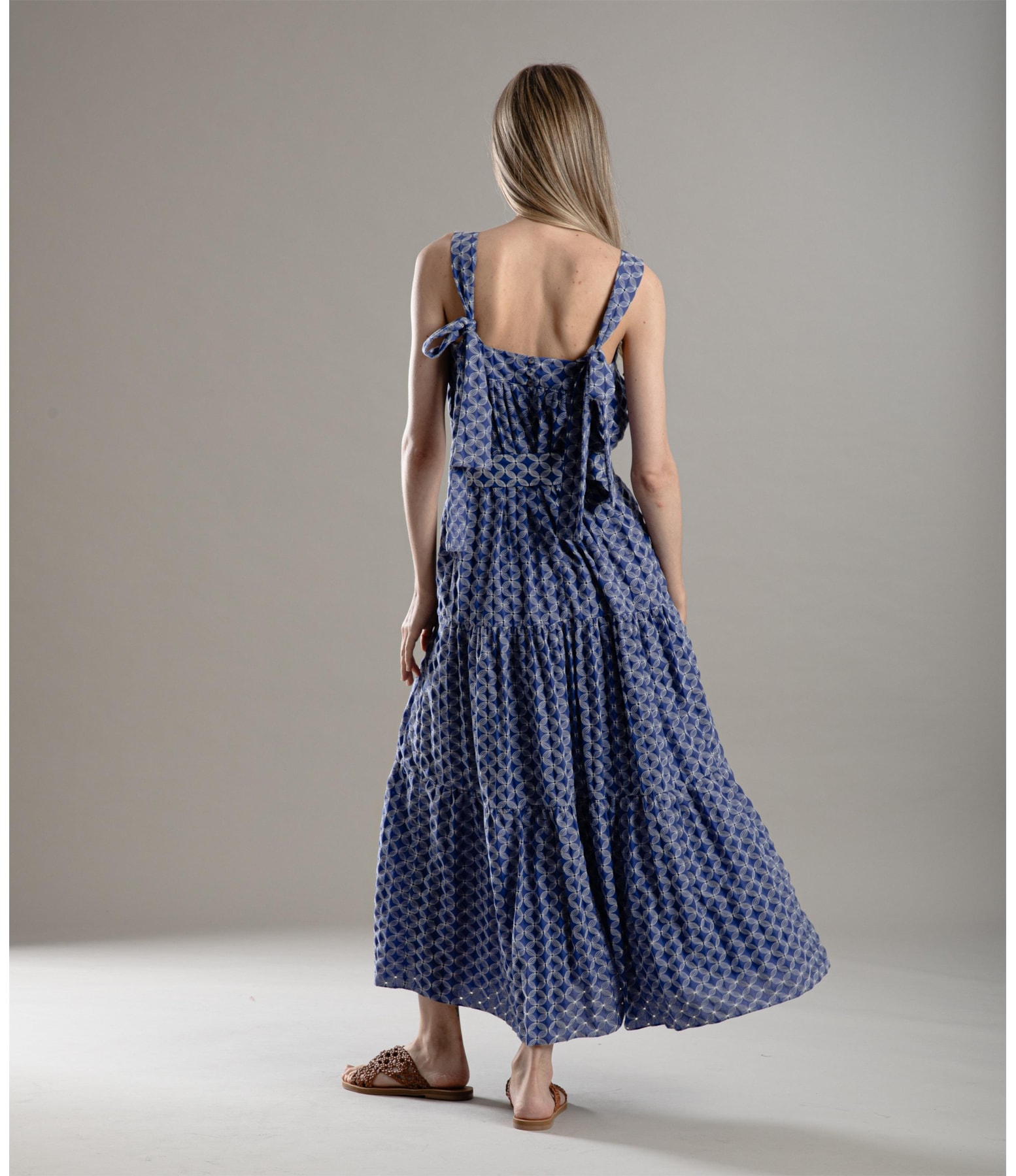 Vestido Ipanema Algodao Bordado Azul Bic