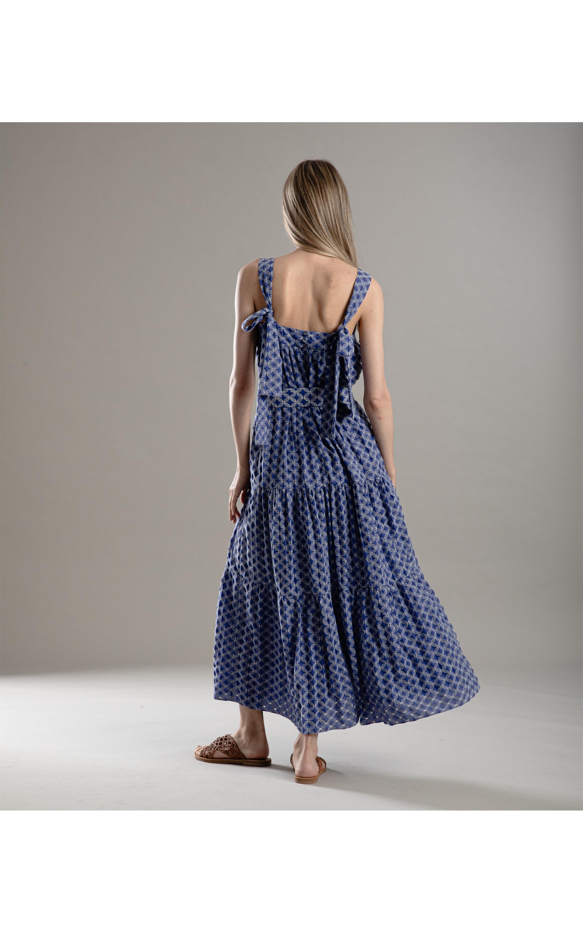 Vestido Ipanema Algodao Bordado Azul Bic