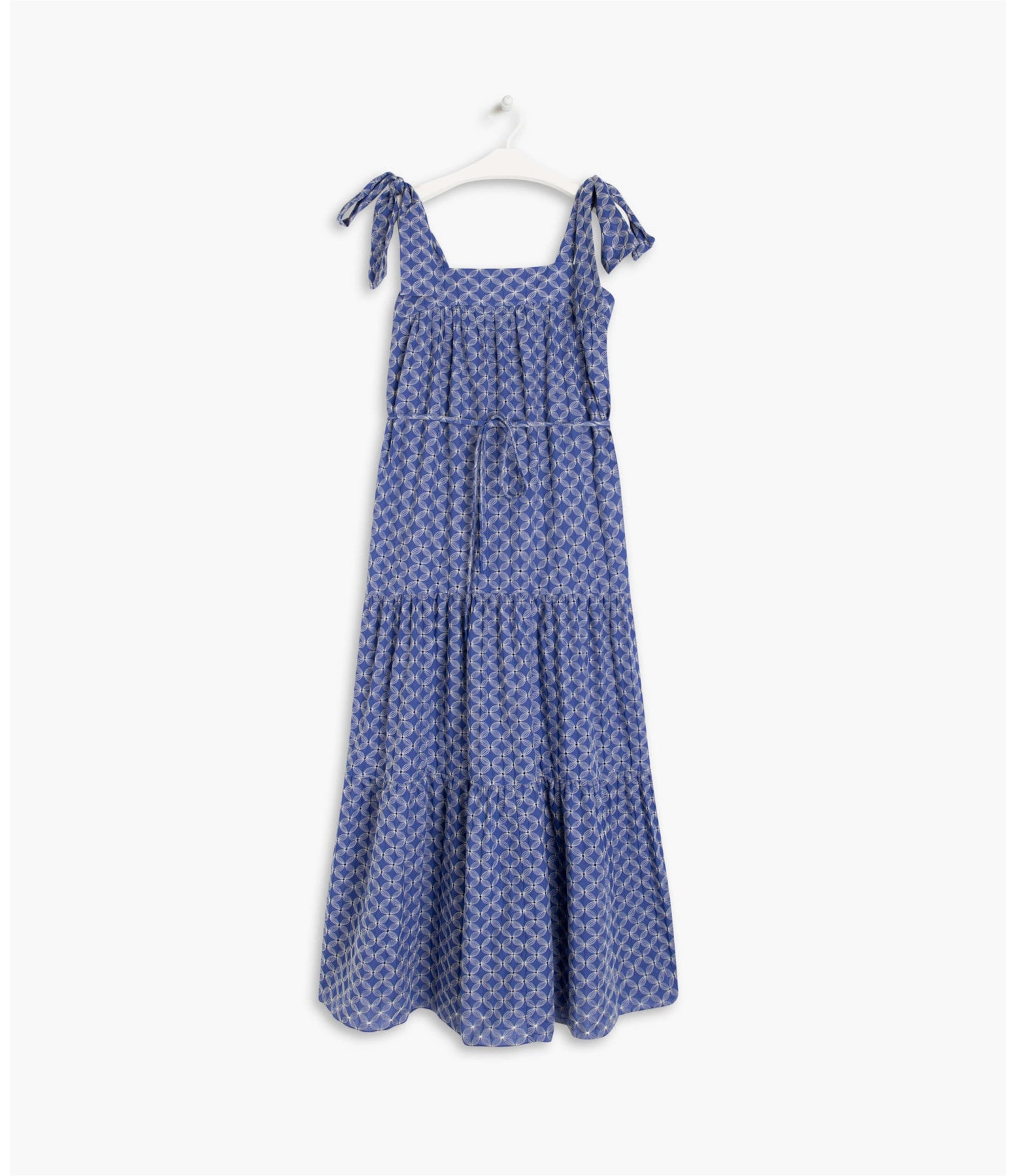 Vestido Ipanema Algodao Bordado Azul Bic