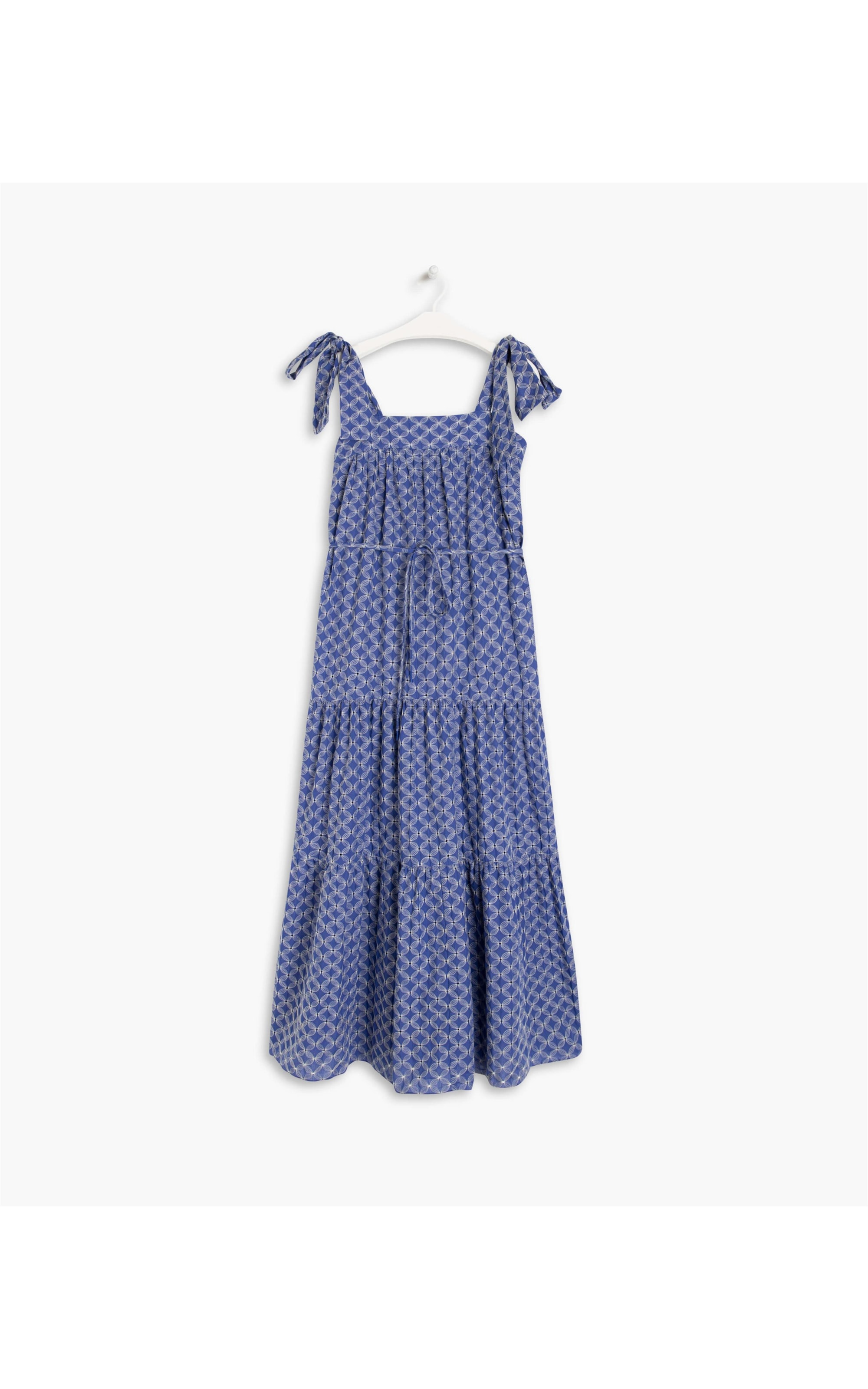 Vestido Ipanema Algodao Bordado Azul Bic