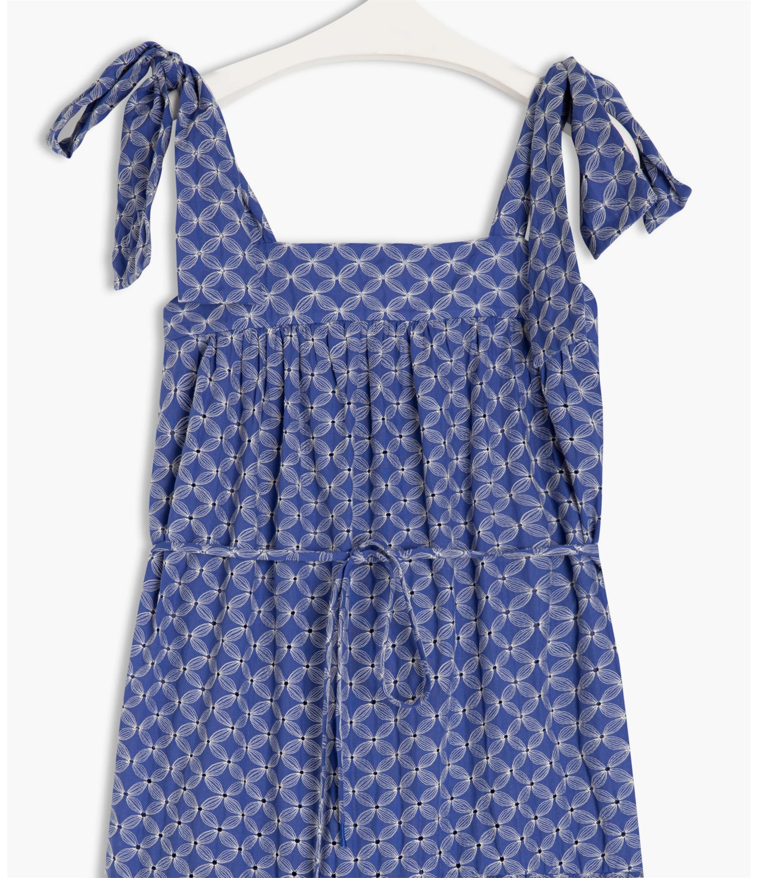 Vestido Ipanema Algodao Bordado Azul Bic