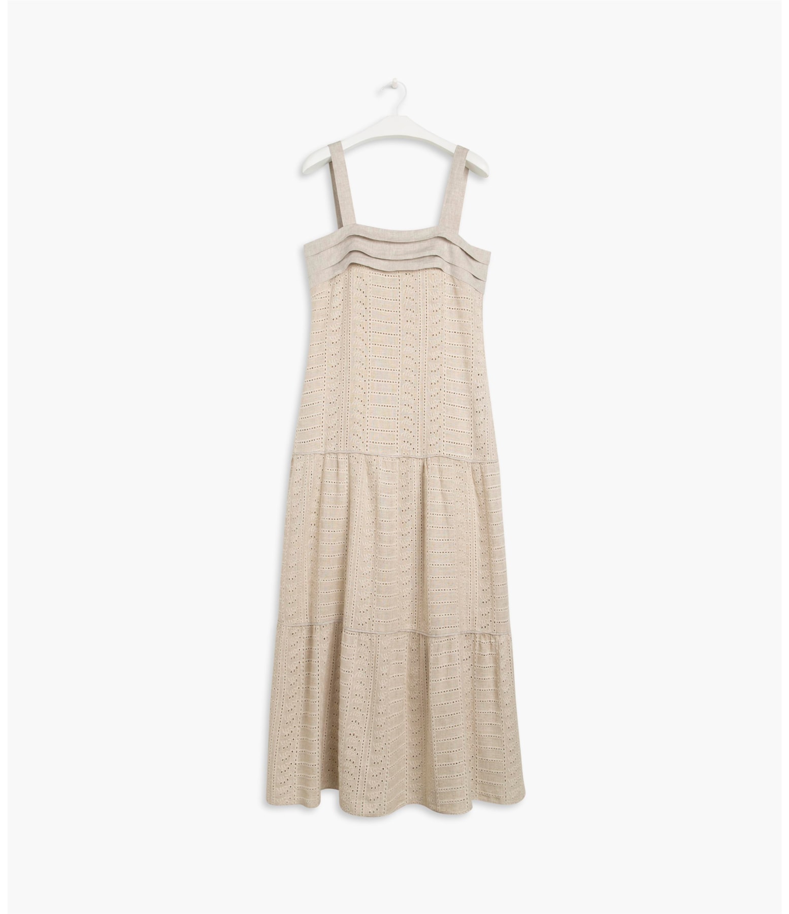Vestido Isola Bord Alg Linho Natural