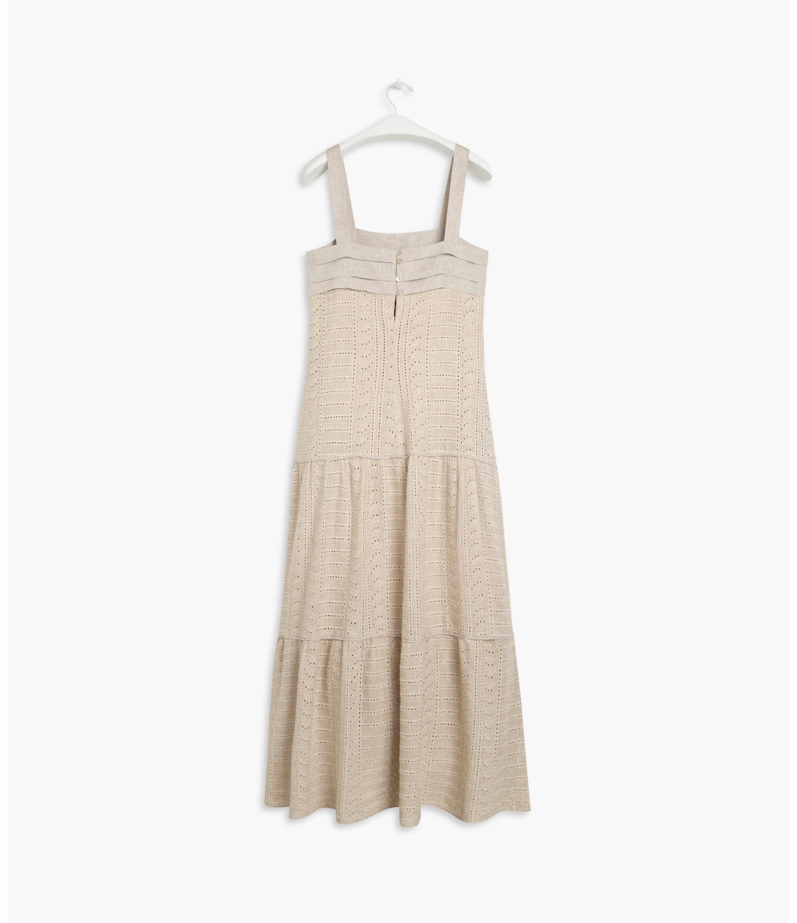 Vestido Isola Bord Alg Linho Natural