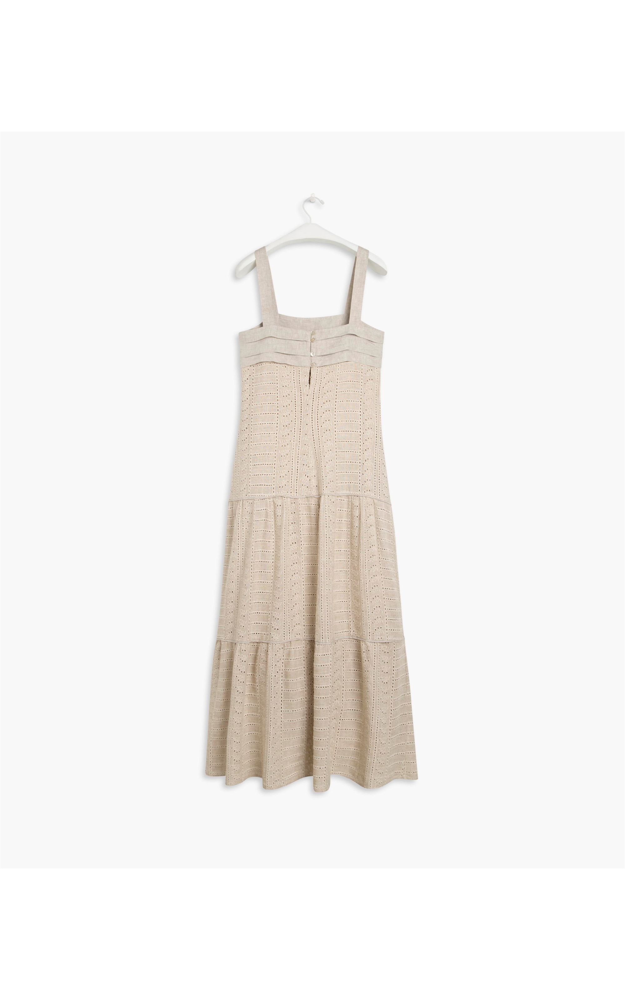 Vestido Isola Bord Alg Linho Natural