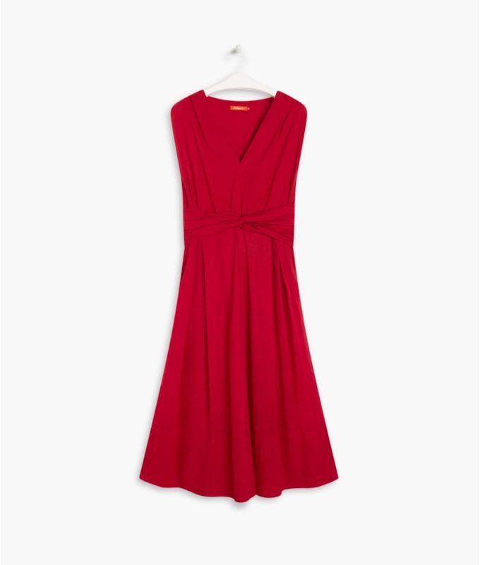 Vestido Johanna Voil Algodao Liso Cereja