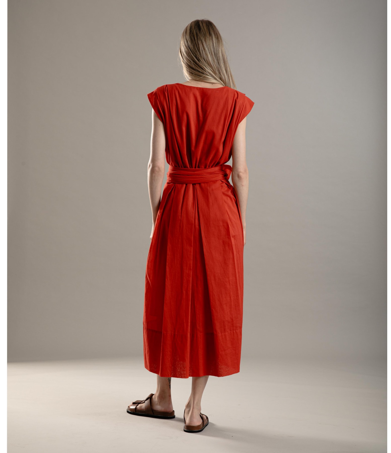 Vestido Johanna Voil Algodao Liso Cereja
