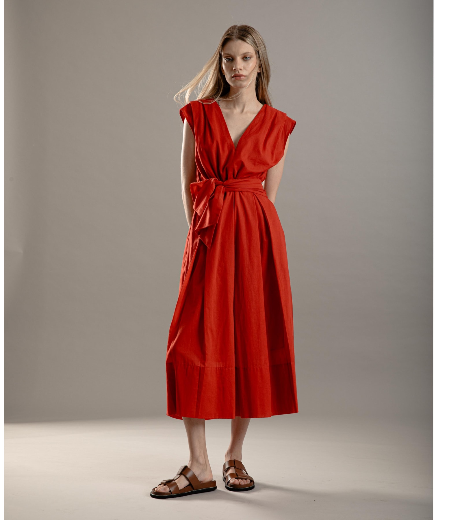 Vestido Johanna Voil Algodao Liso Cereja
