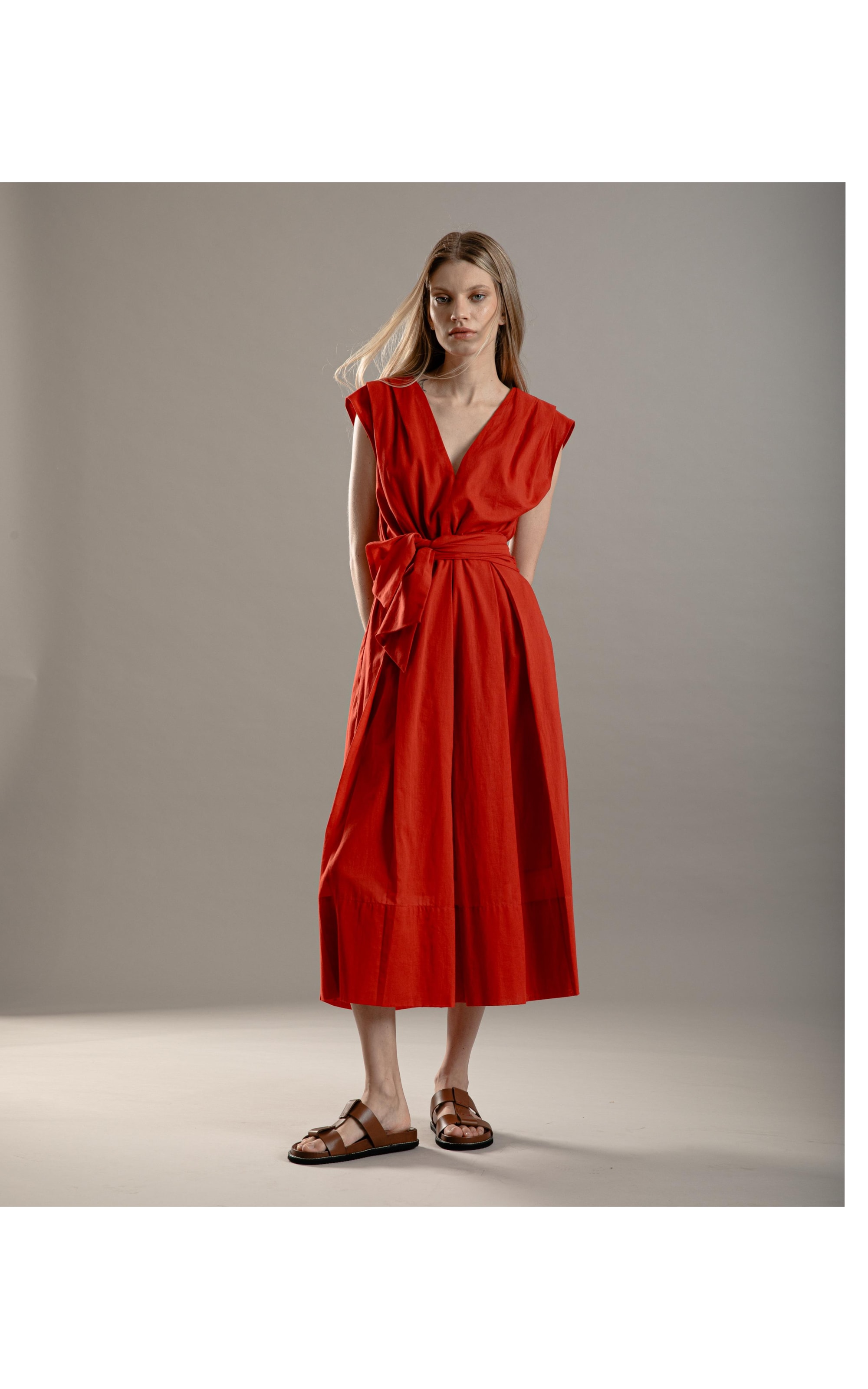 Vestido Johanna Voil Algodao Liso Cereja