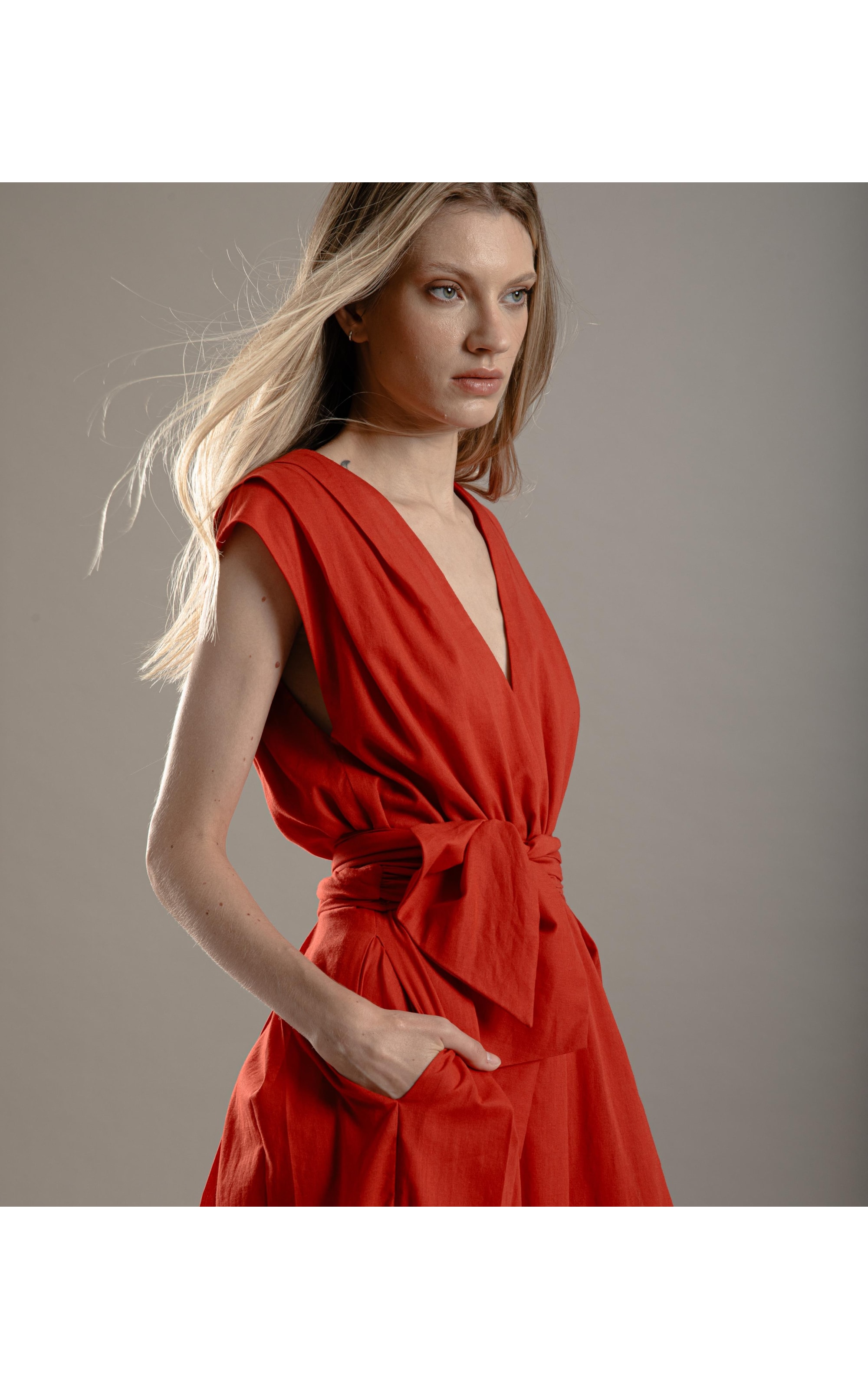 Vestido Johanna Voil Algodao Liso Cereja