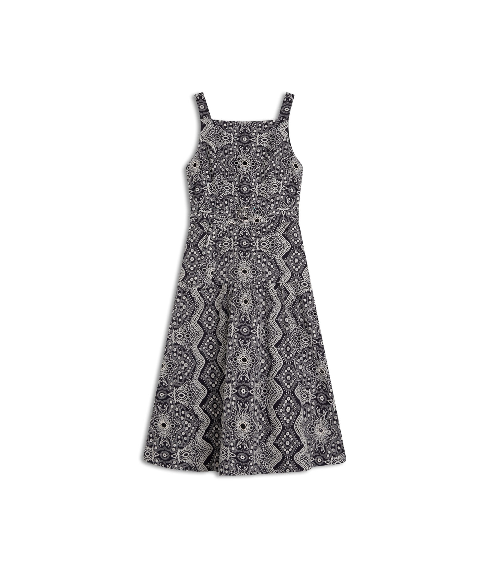 Vestido Khai Algodao Bordado Marinho