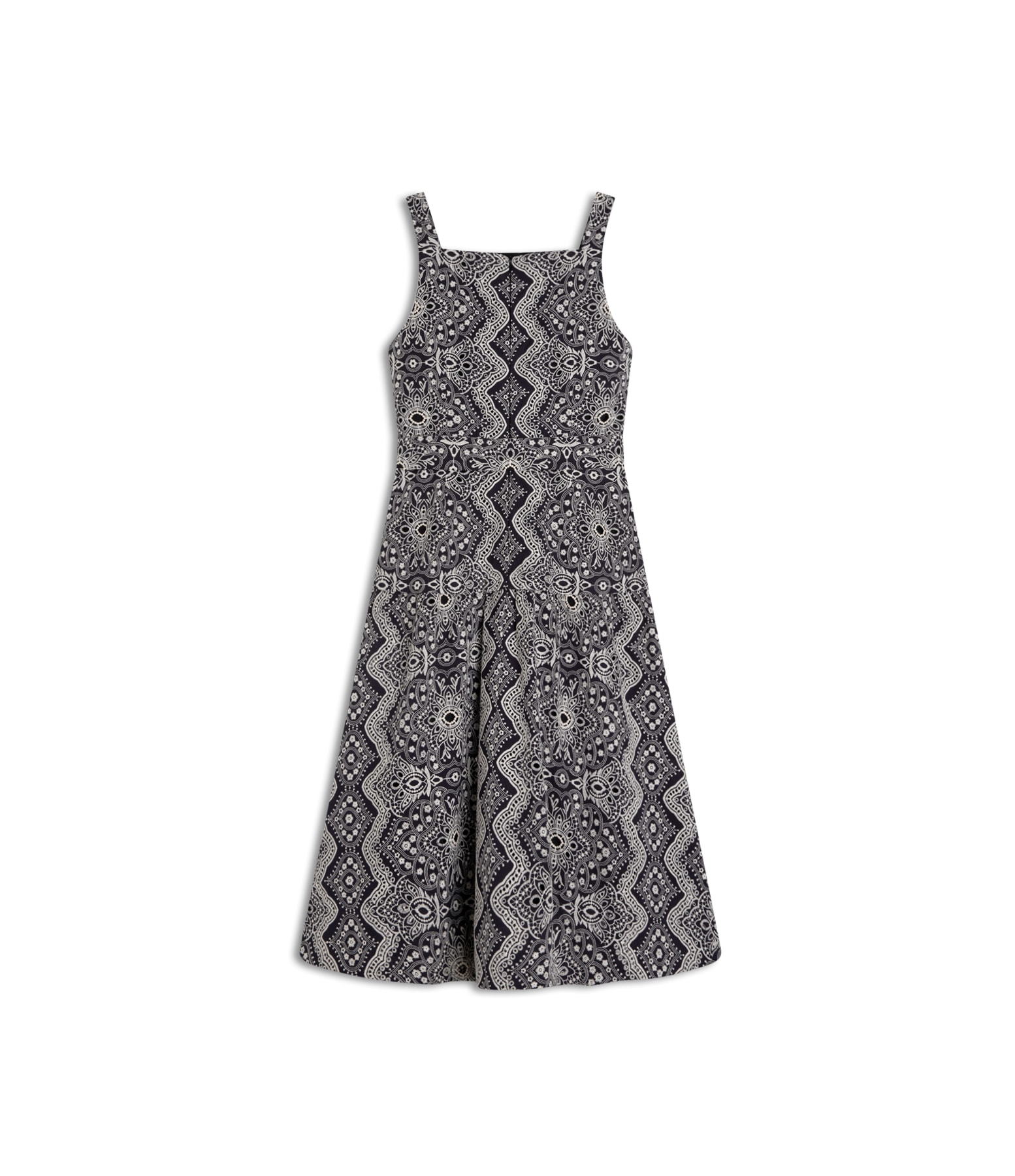 Vestido Khai Algodao Bordado Marinho