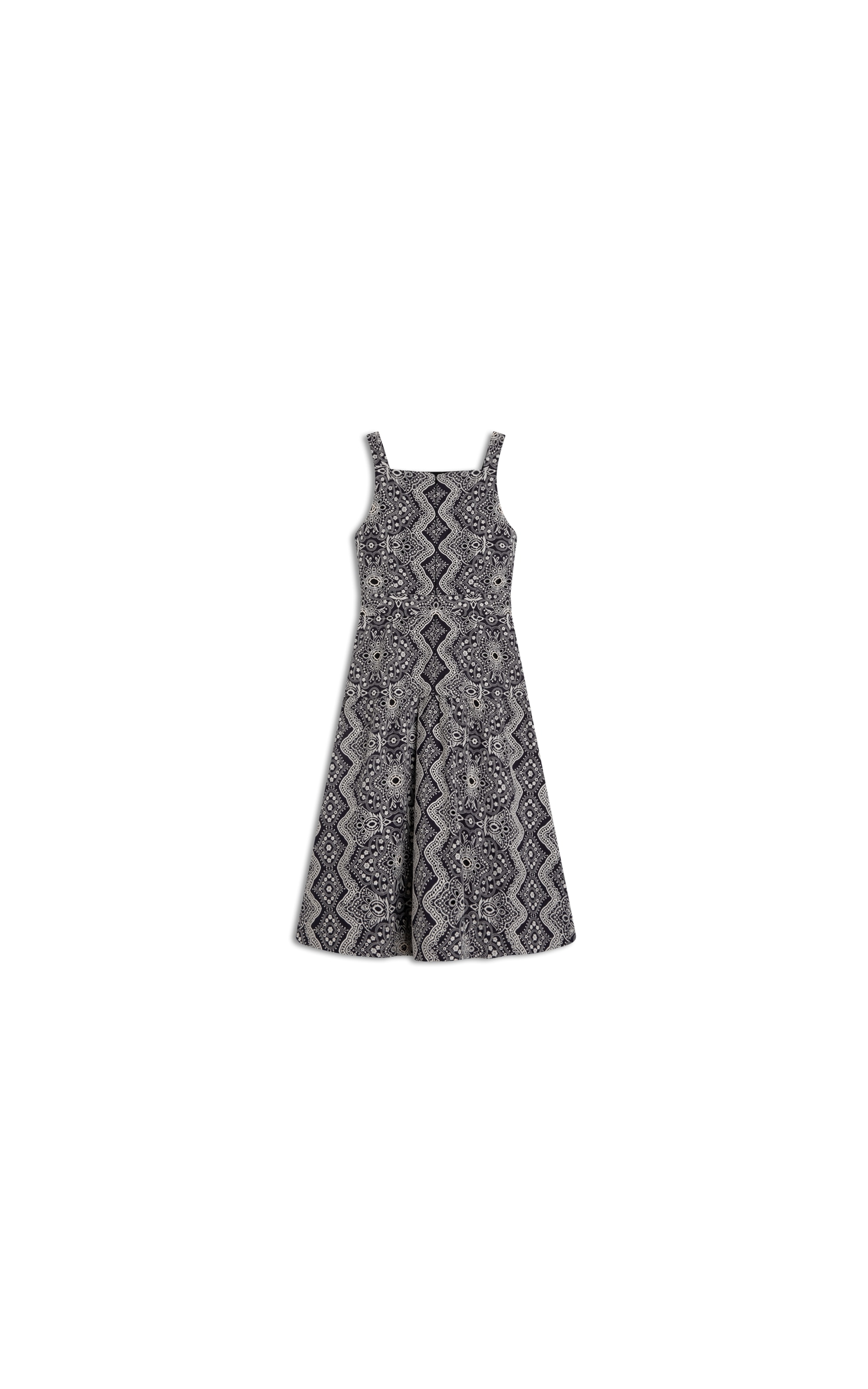 Vestido Khai Algodao Bordado Marinho