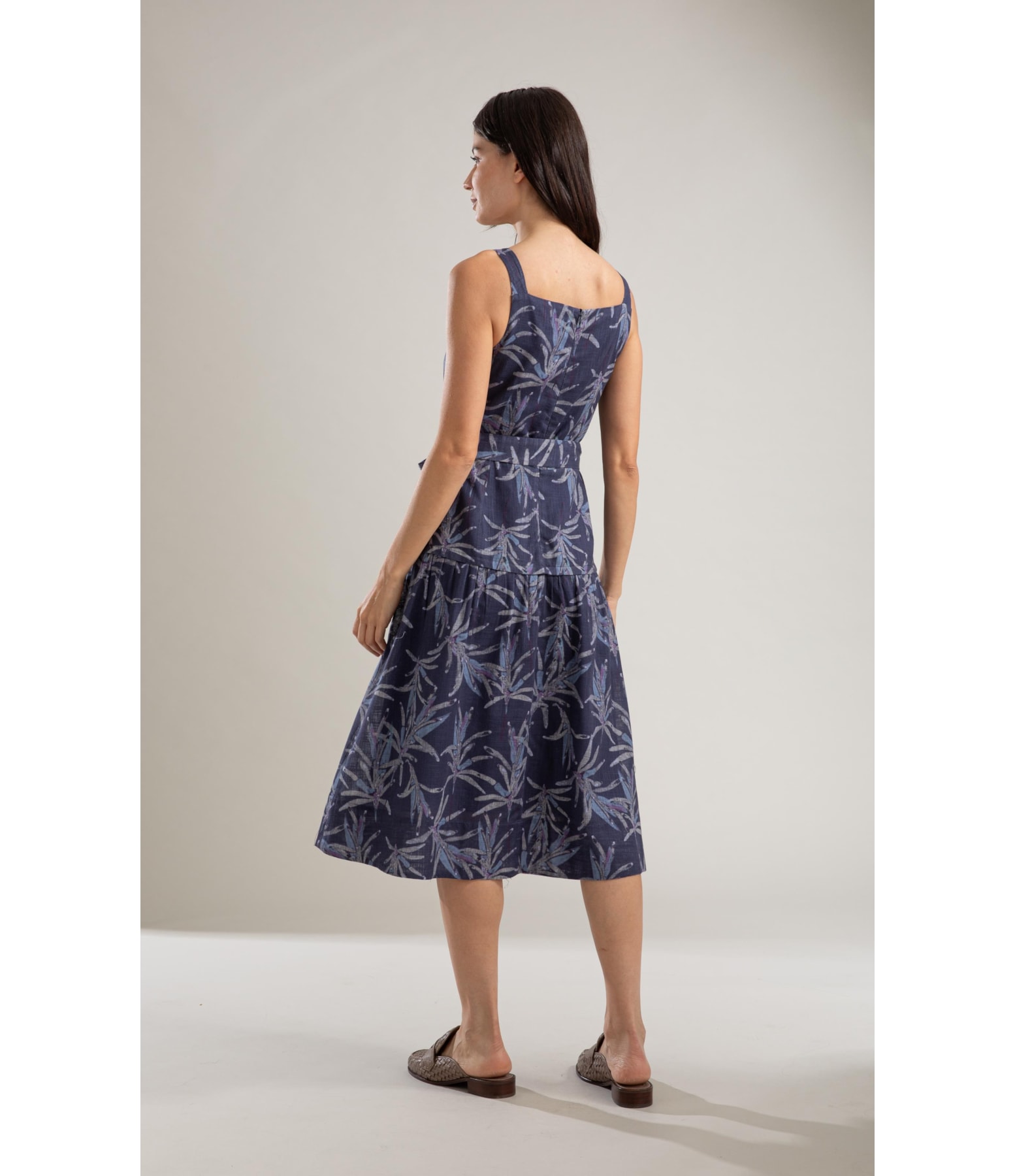 Vestido Khai Algodao Est Blossom Azul Jeans