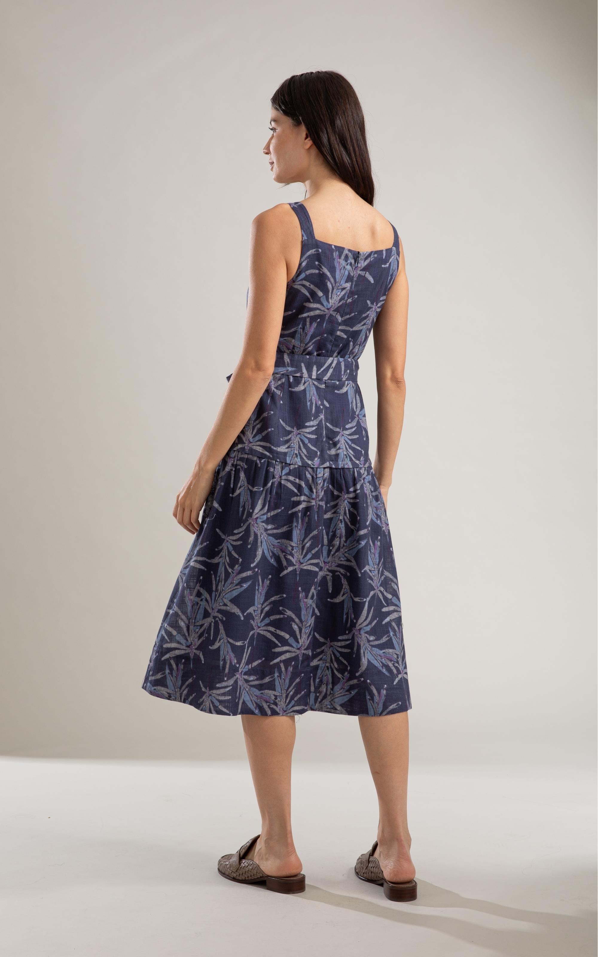 Vestido Khai Algodao Est Blossom Azul Jeans