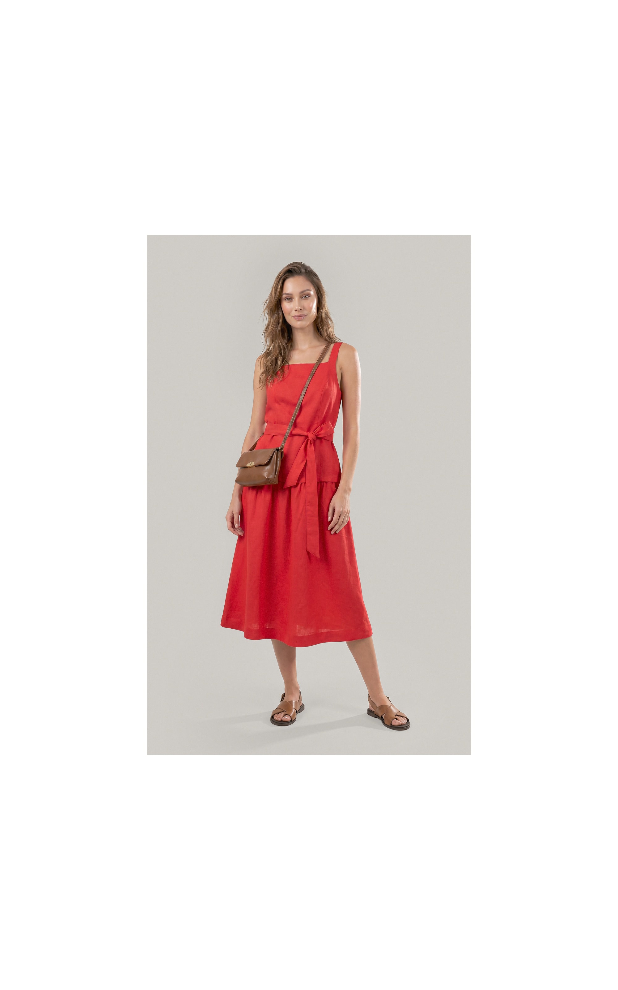 Vestido Khai Linho Blend Liso Vermelho
