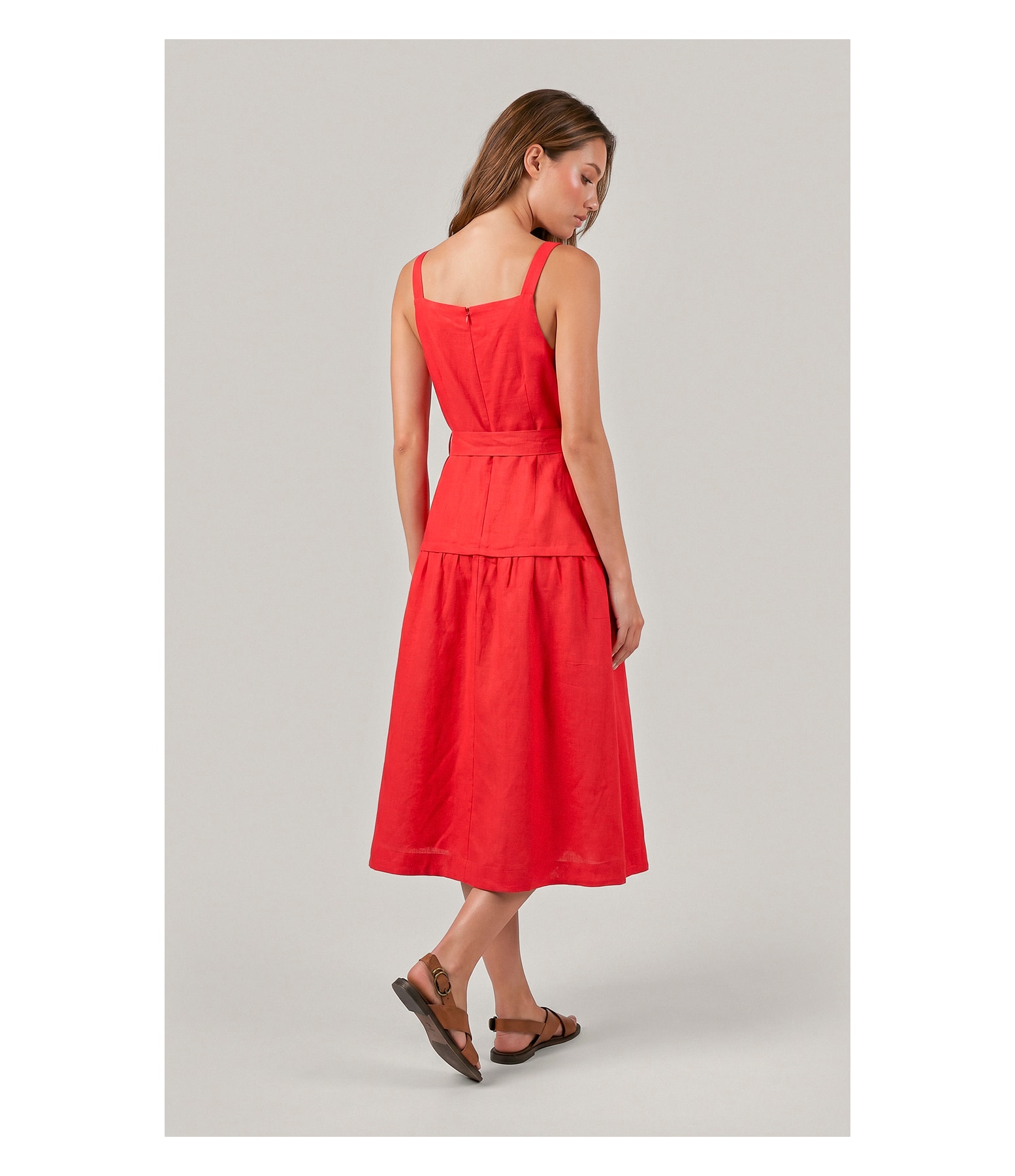Vestido Khai Linho Blend Liso Vermelho