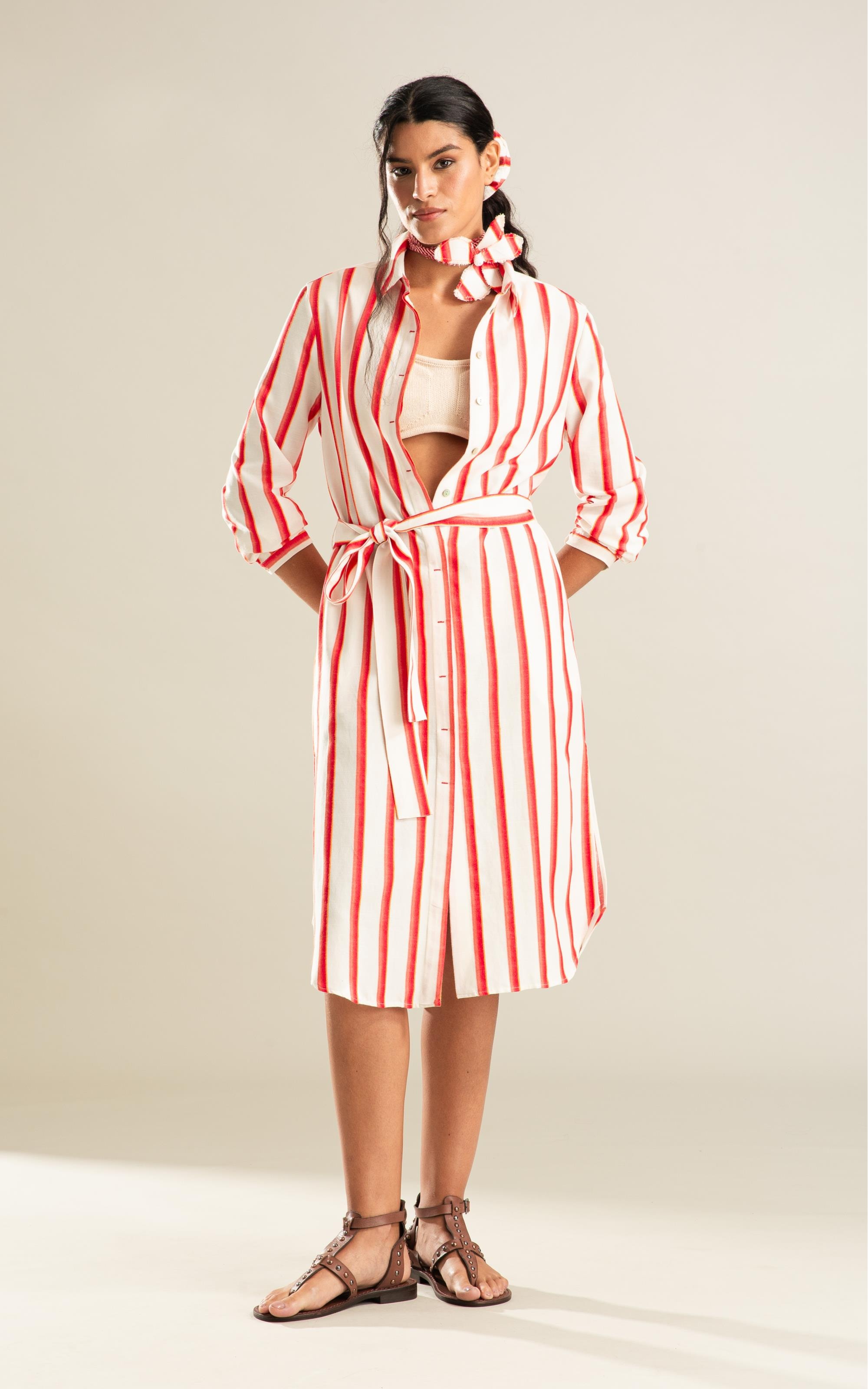 Vestido Laguna Algodao Est Seaweed Coral