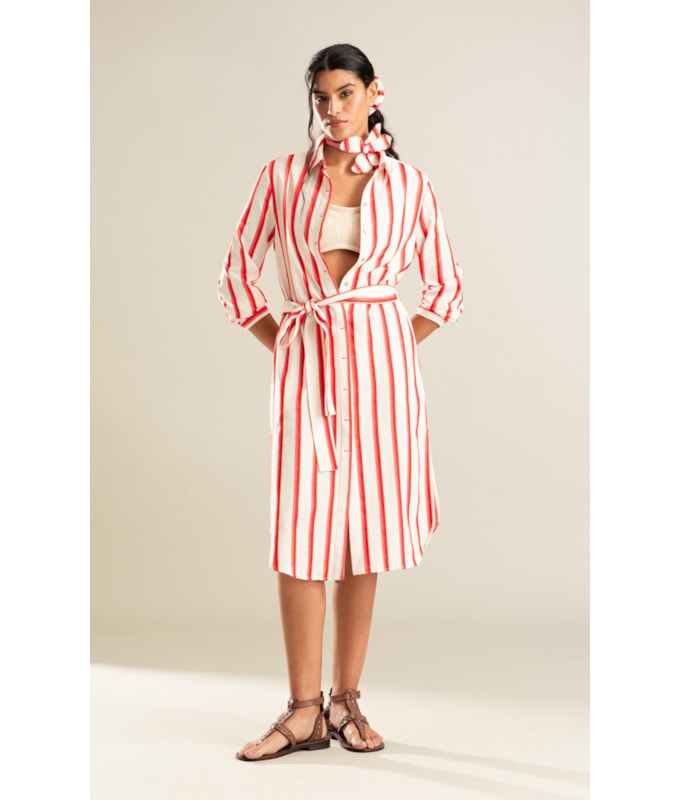 Vestido Laguna Algodao Est Seaweed Coral