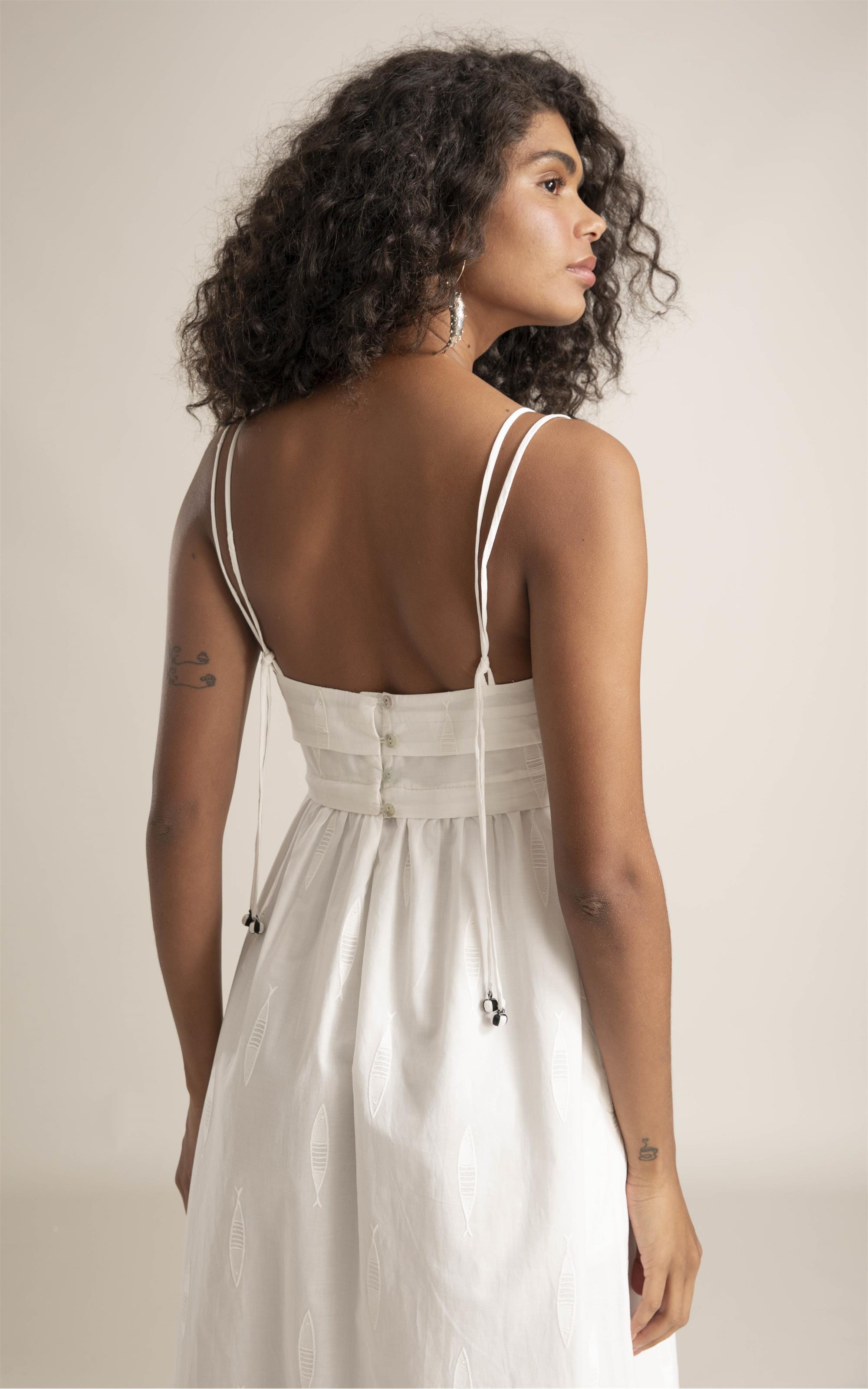 Vestido Lara Boxerdado Sardines Off White