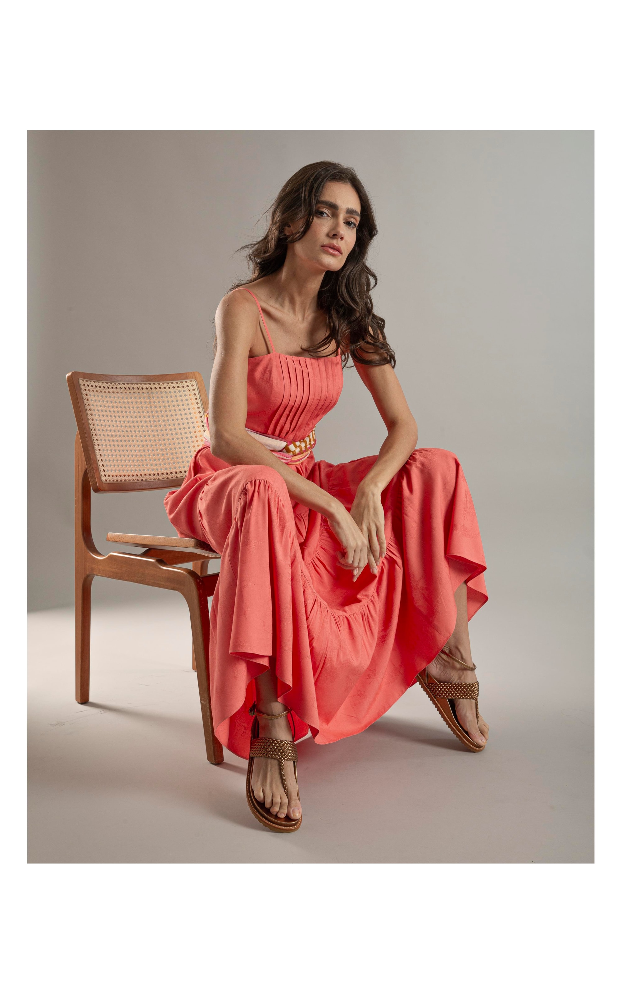 Vestido Lina Jacquard Spot Melancia