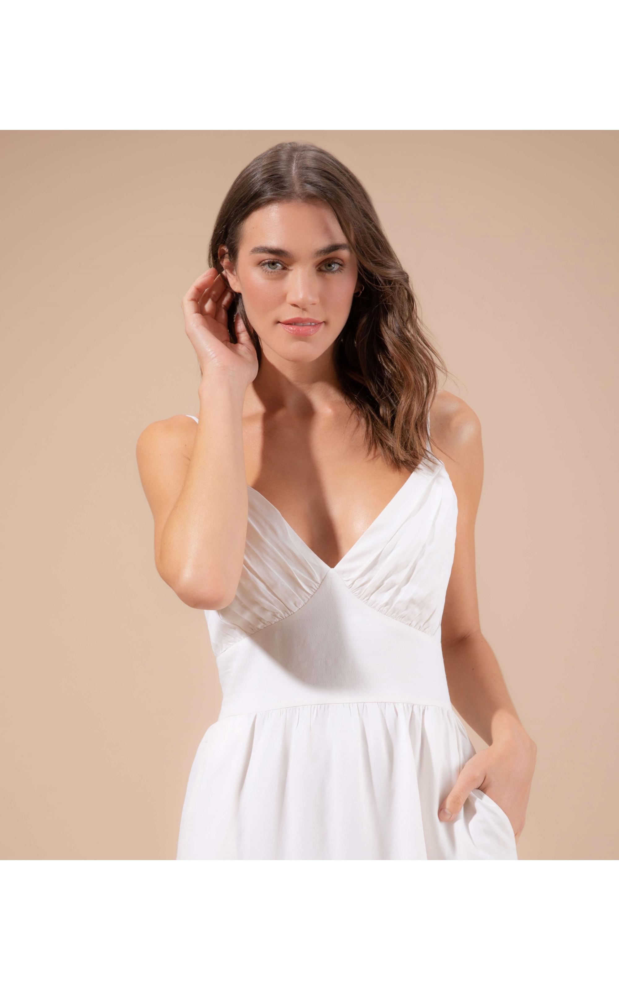 Vestido Linho  Alice  Com Seda Off White