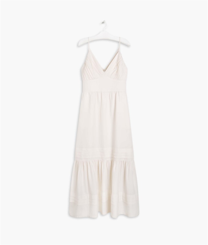 Vestido Linho  Alice  Com Seda Off White