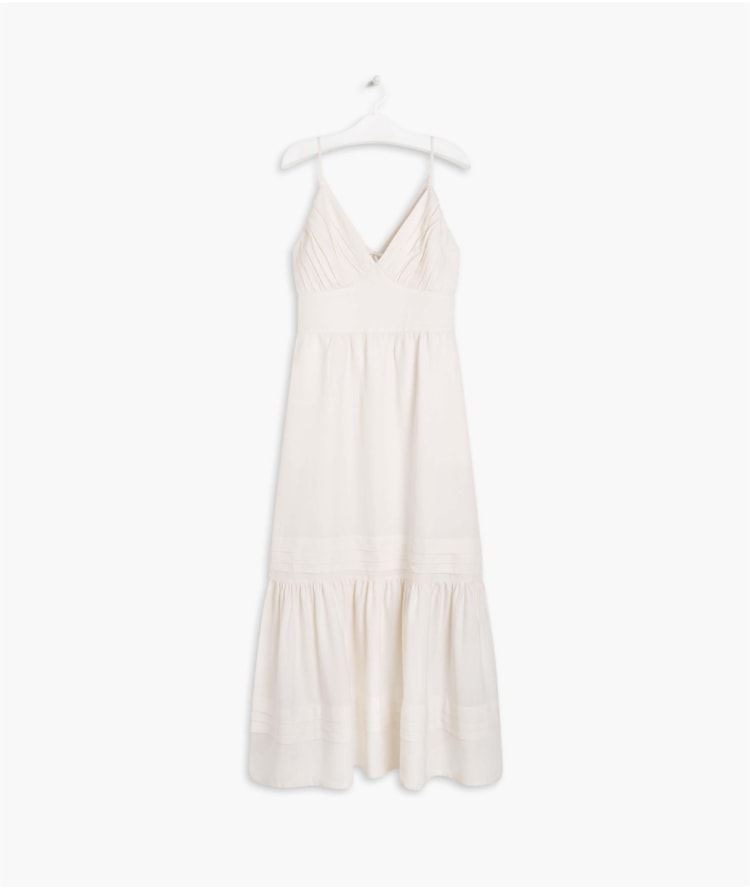 Vestido Linho  Alice  Com Seda Off White