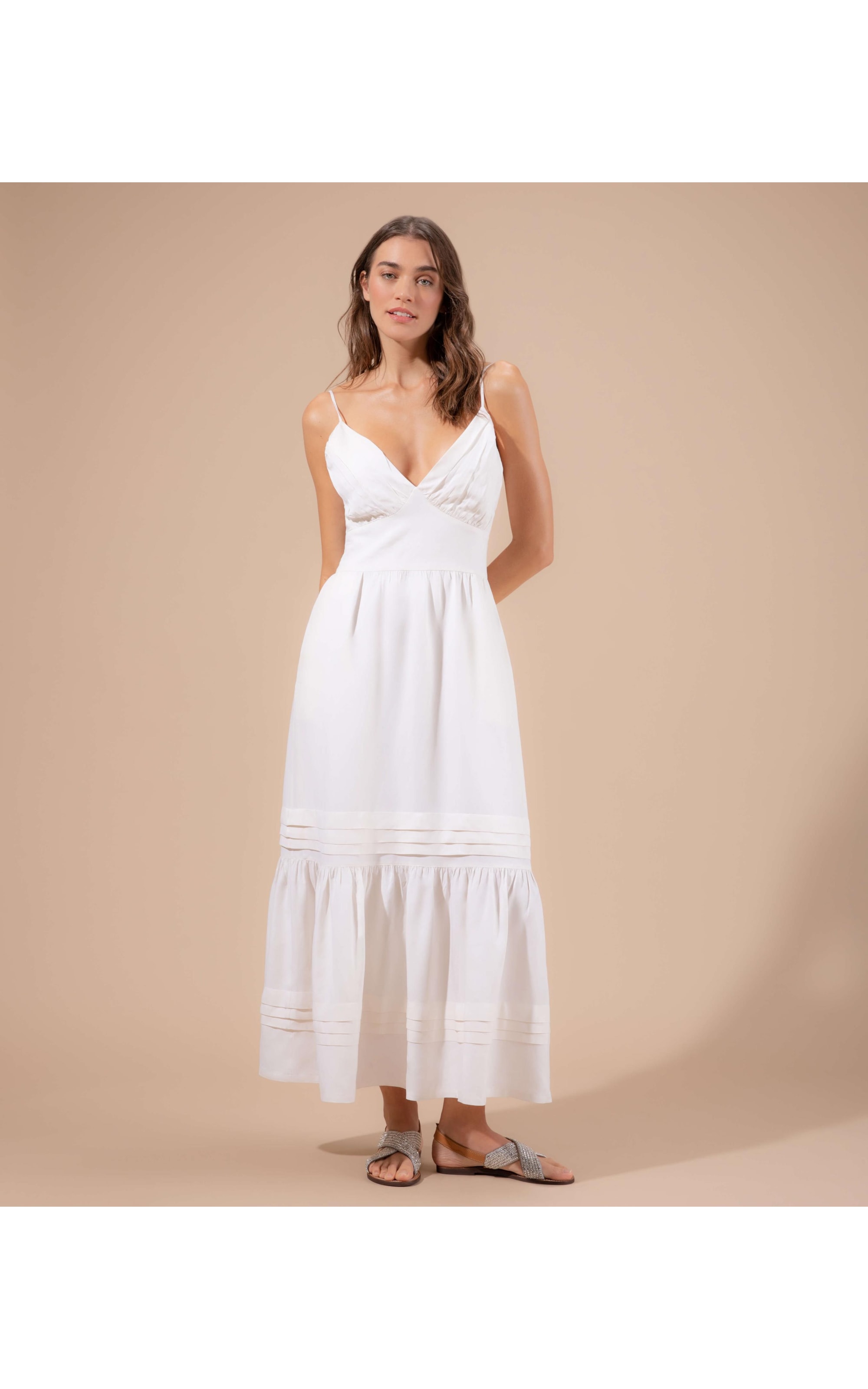 Vestido Linho  Alice  Com Seda Off White