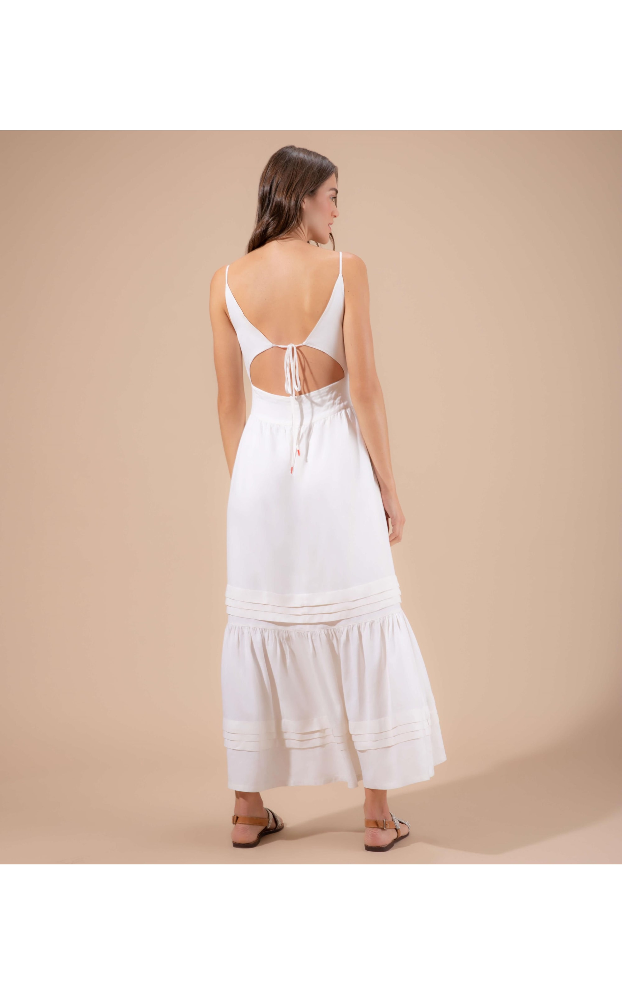 Vestido Linho  Alice  Com Seda Off White