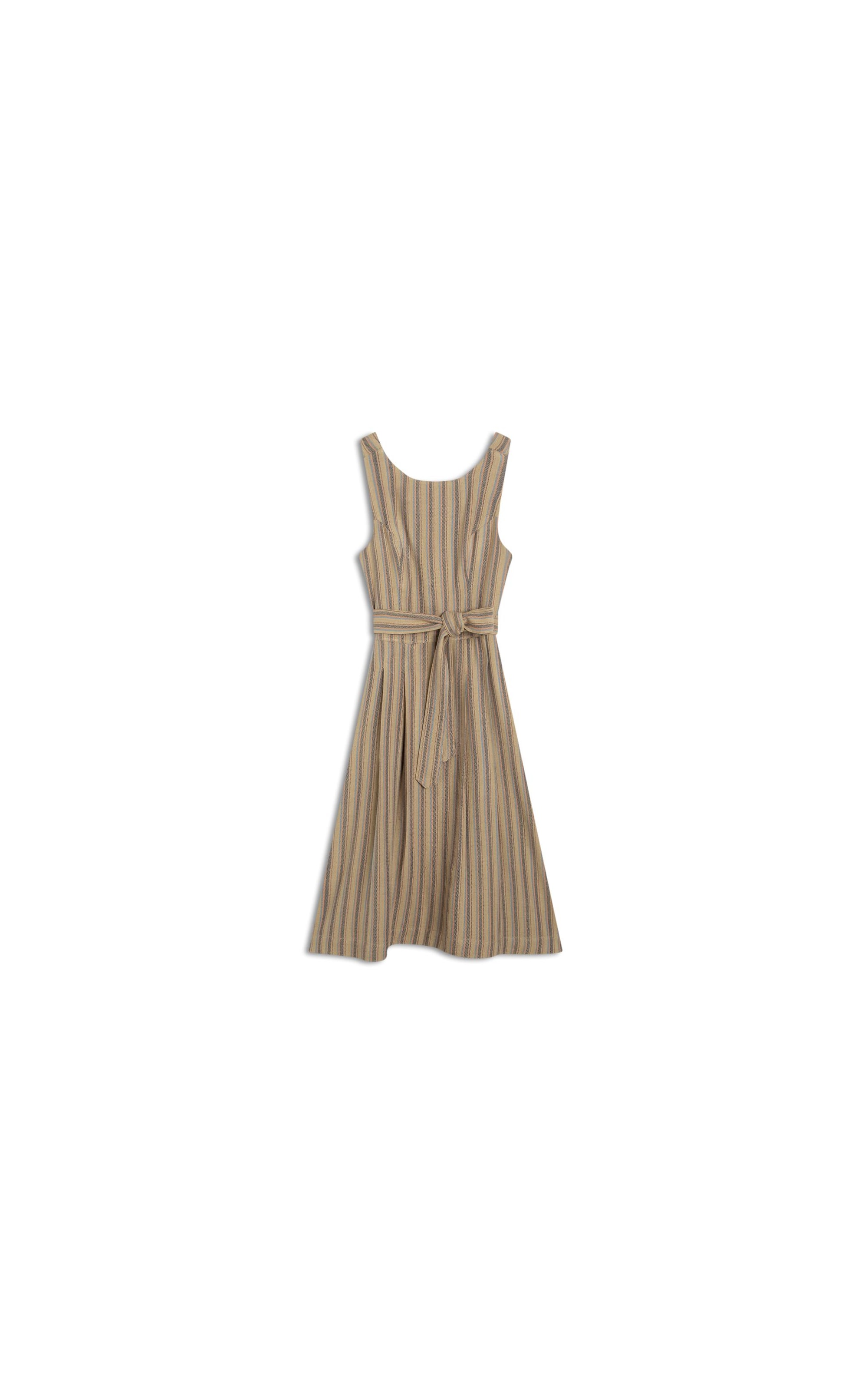 Vestido Linho  Ana  Fio Tinto Caramelo