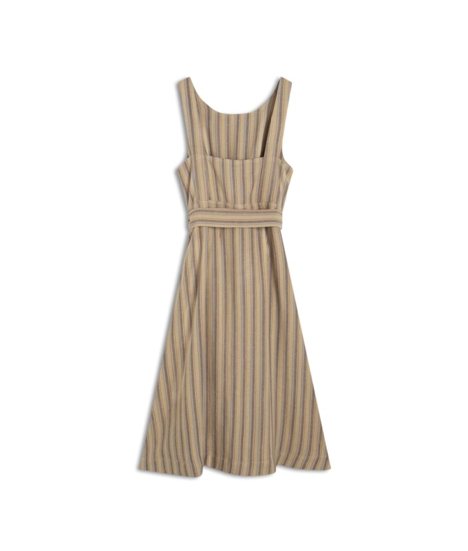 Vestido Linho  Ana  Fio Tinto Caramelo