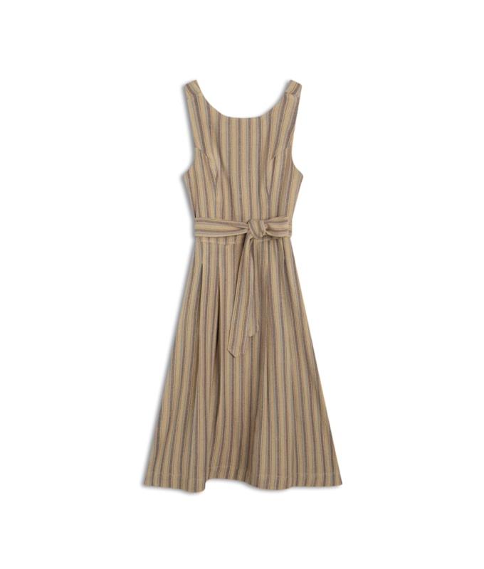 Vestido Linho  Ana  Fio Tinto Caramelo