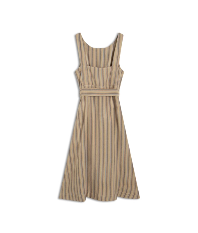 Vestido Linho  Ana  Fio Tinto Caramelo