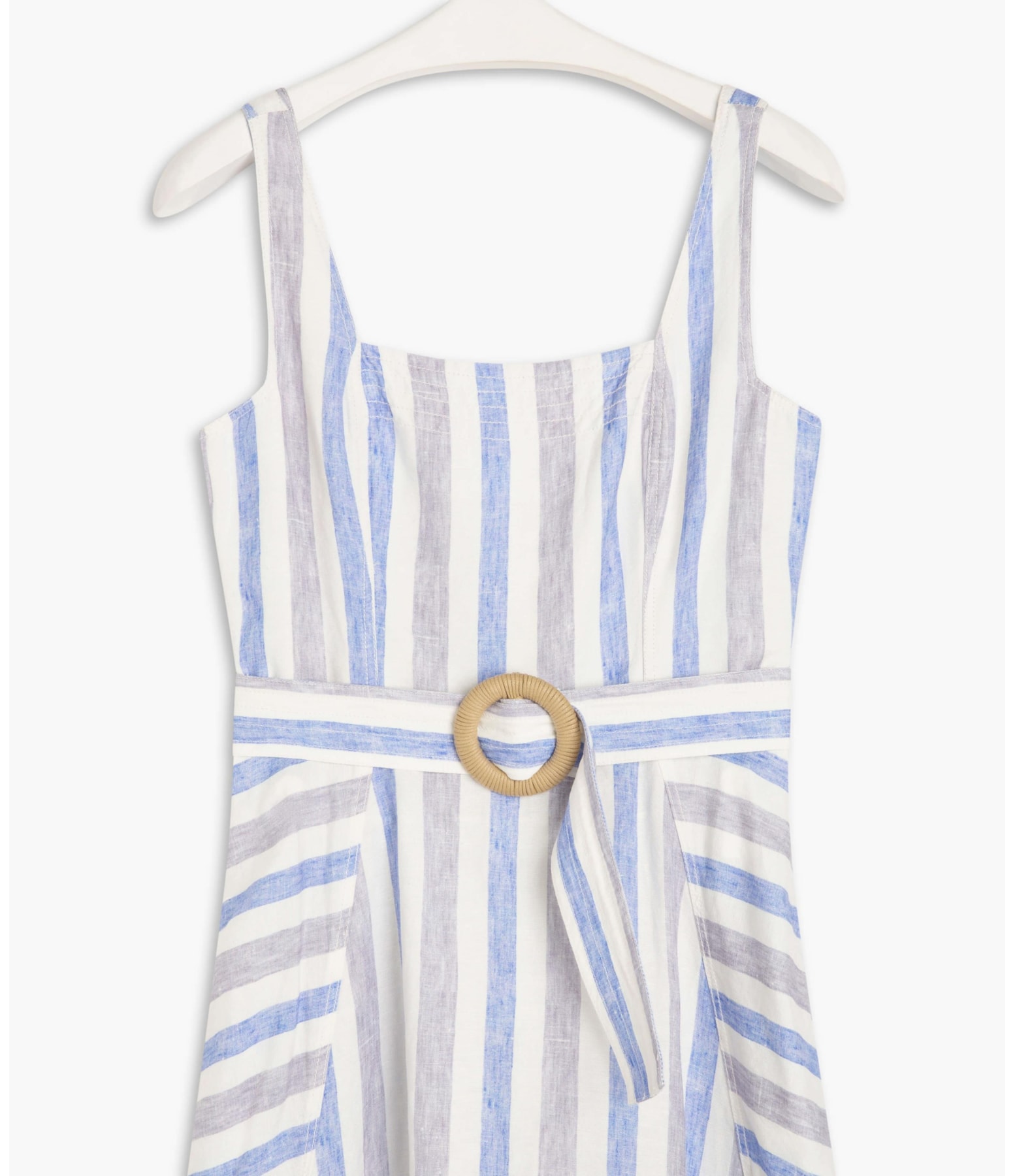 Vestido Linho  Arraial  Listrado Lilas