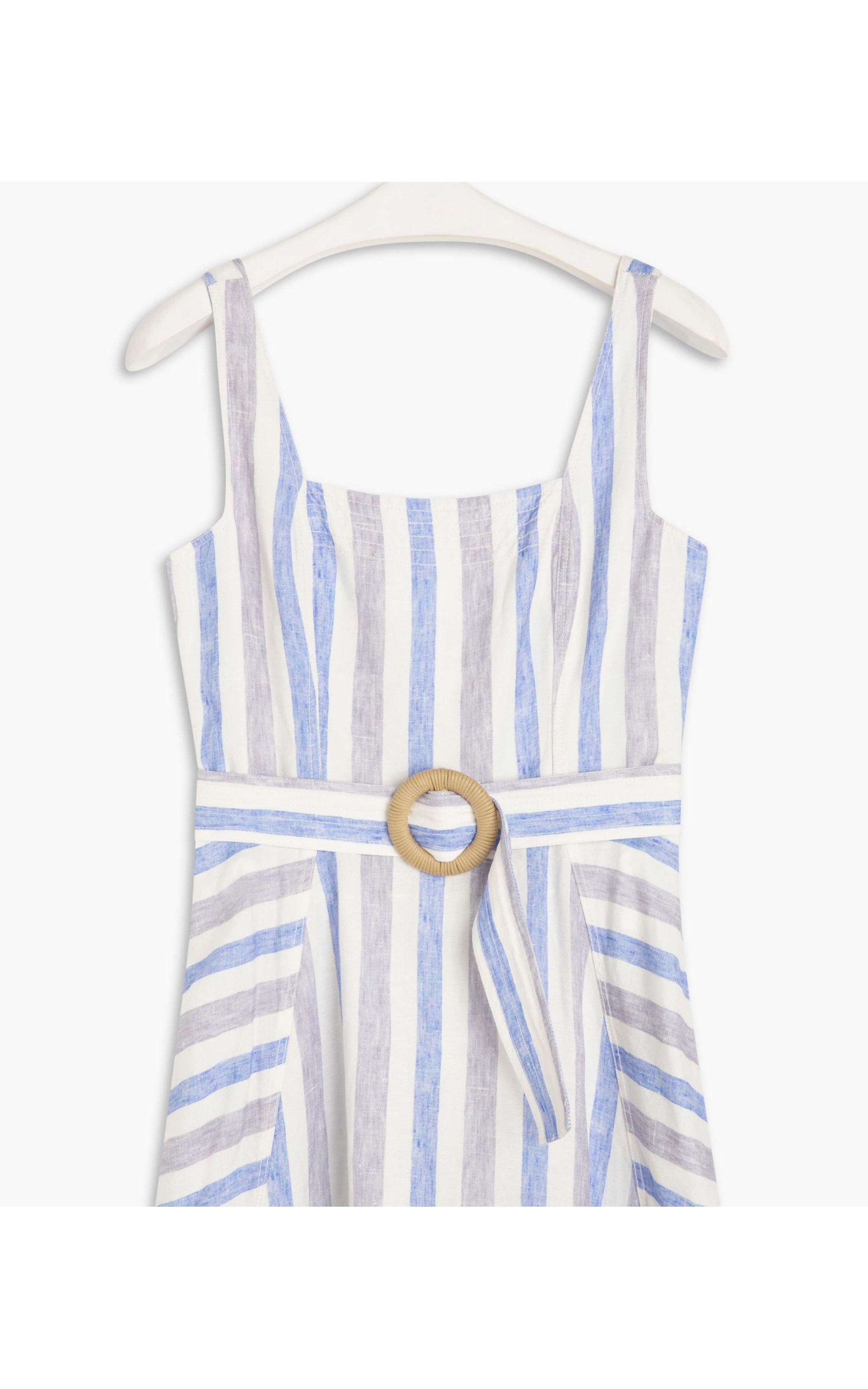 Vestido Linho  Arraial  Listrado Lilas