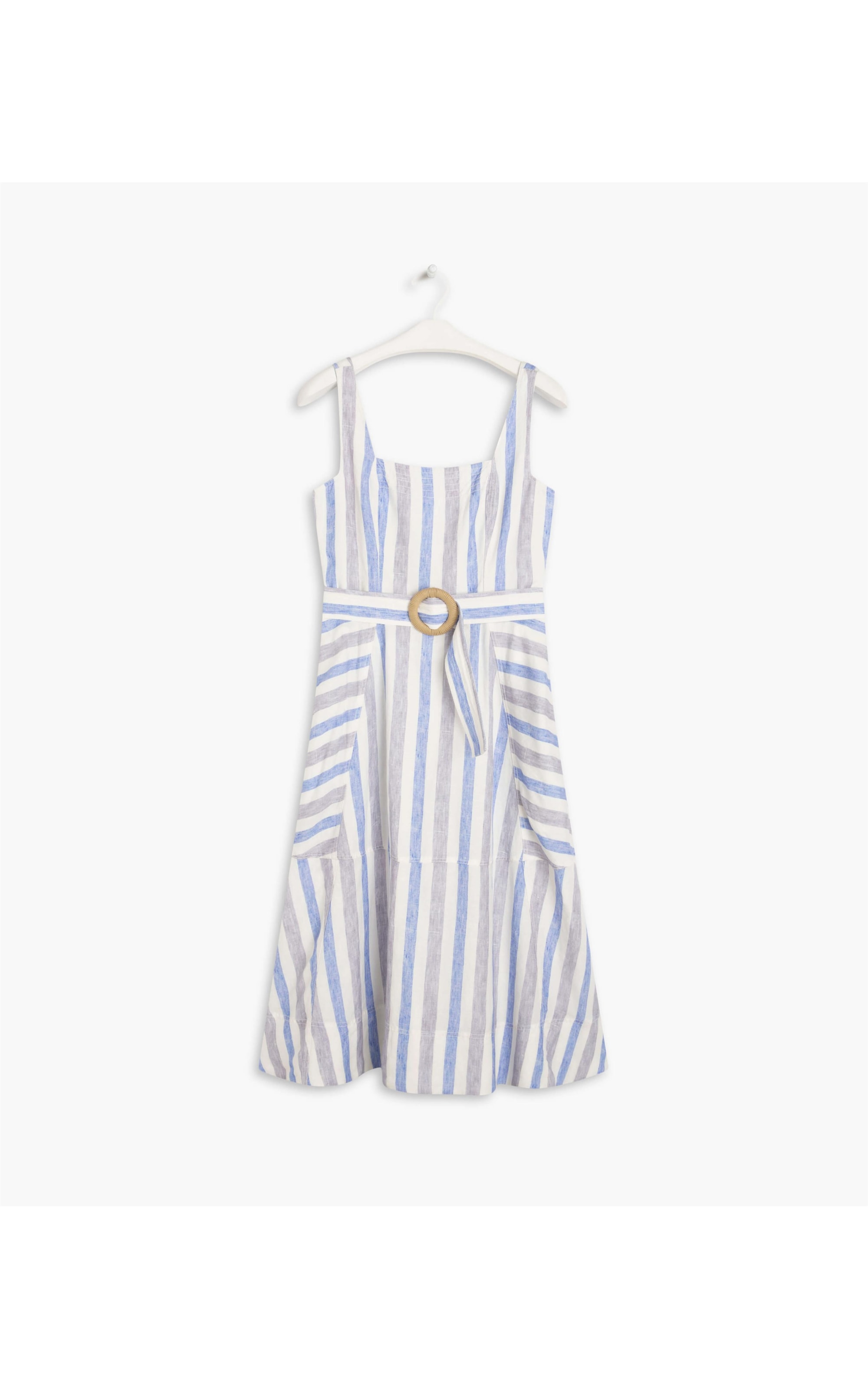 Vestido Linho  Arraial  Listrado Lilas