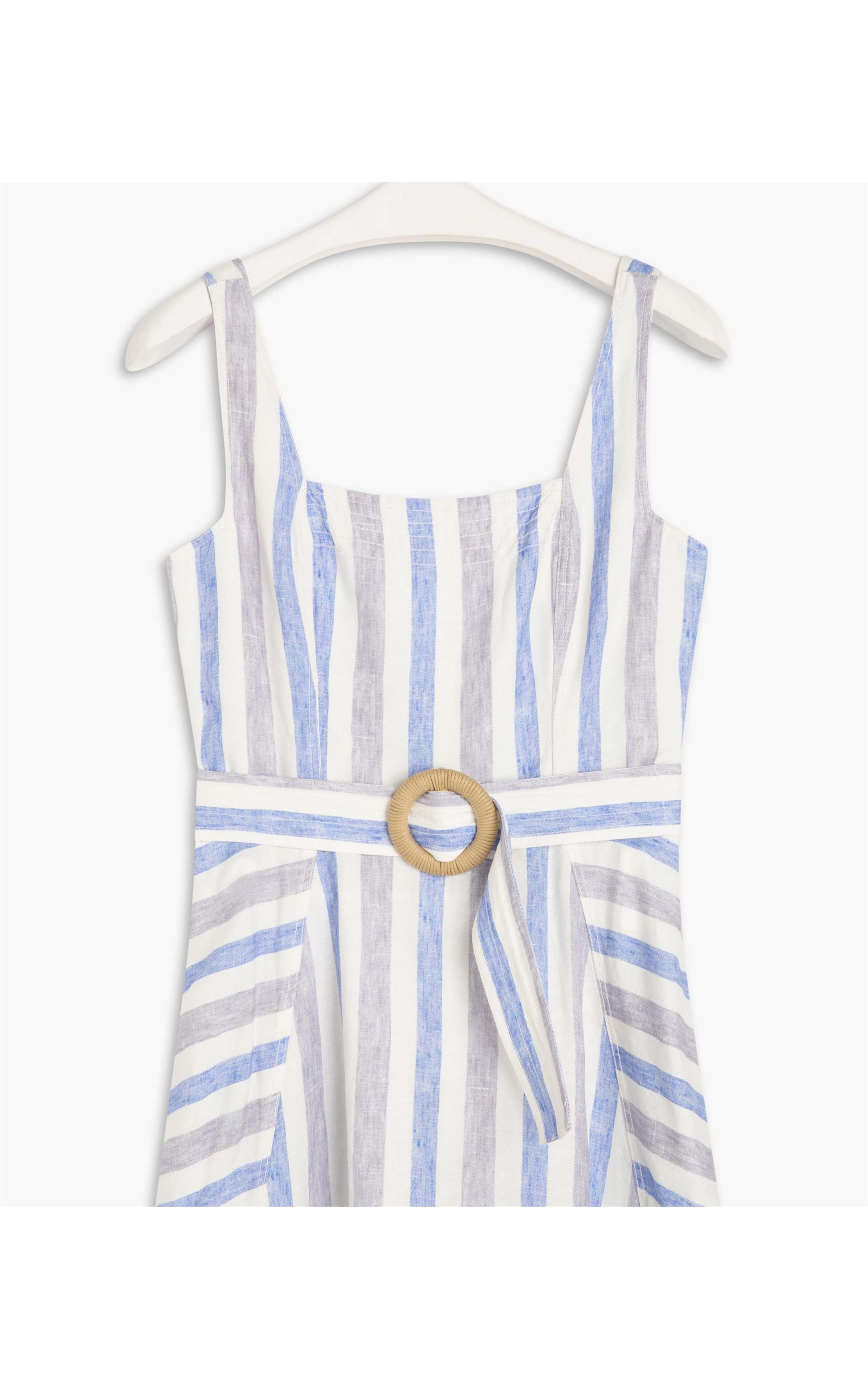 Vestido Linho  Arraial  Listrado Lilas