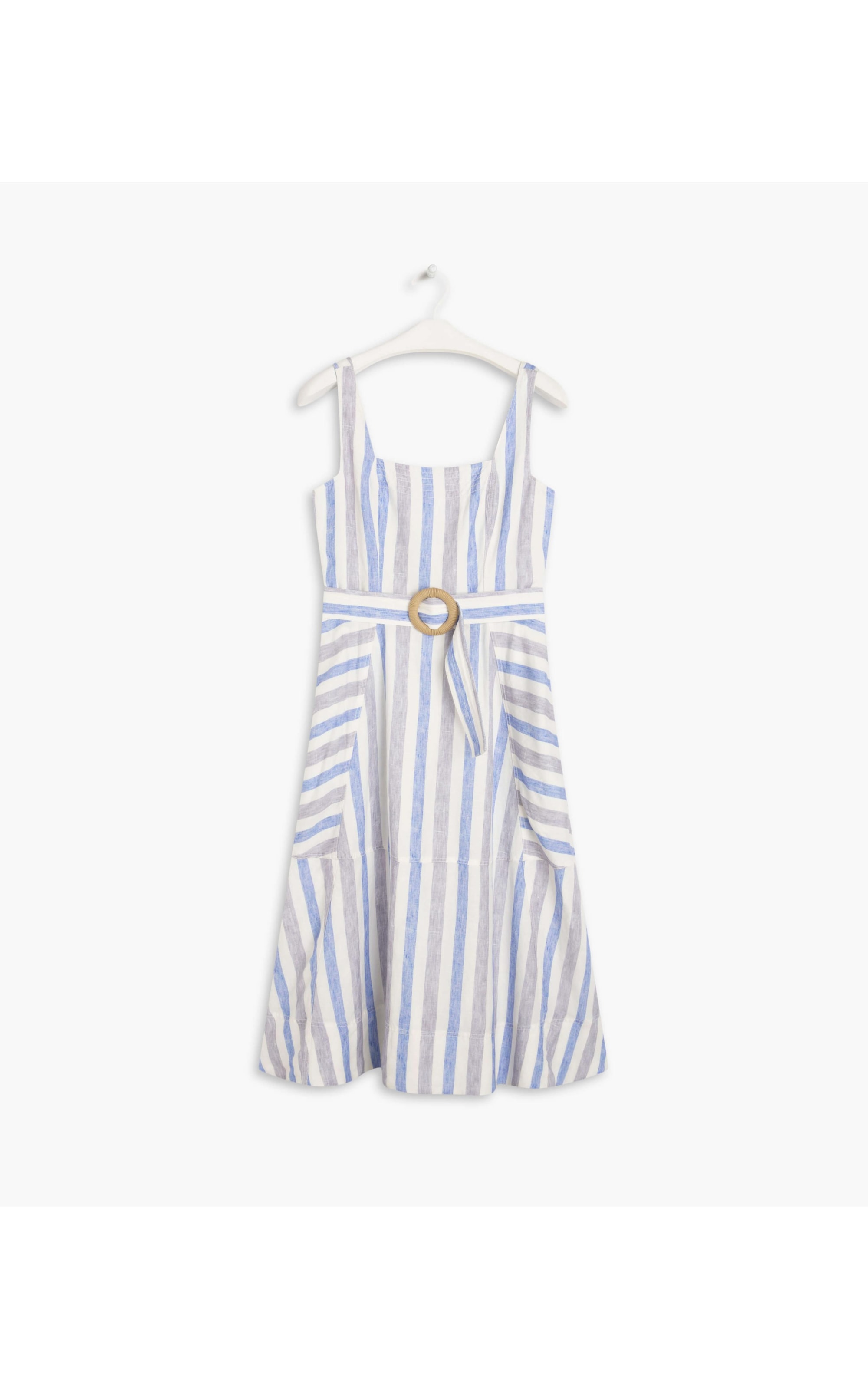 Vestido Linho  Arraial  Listrado Lilas
