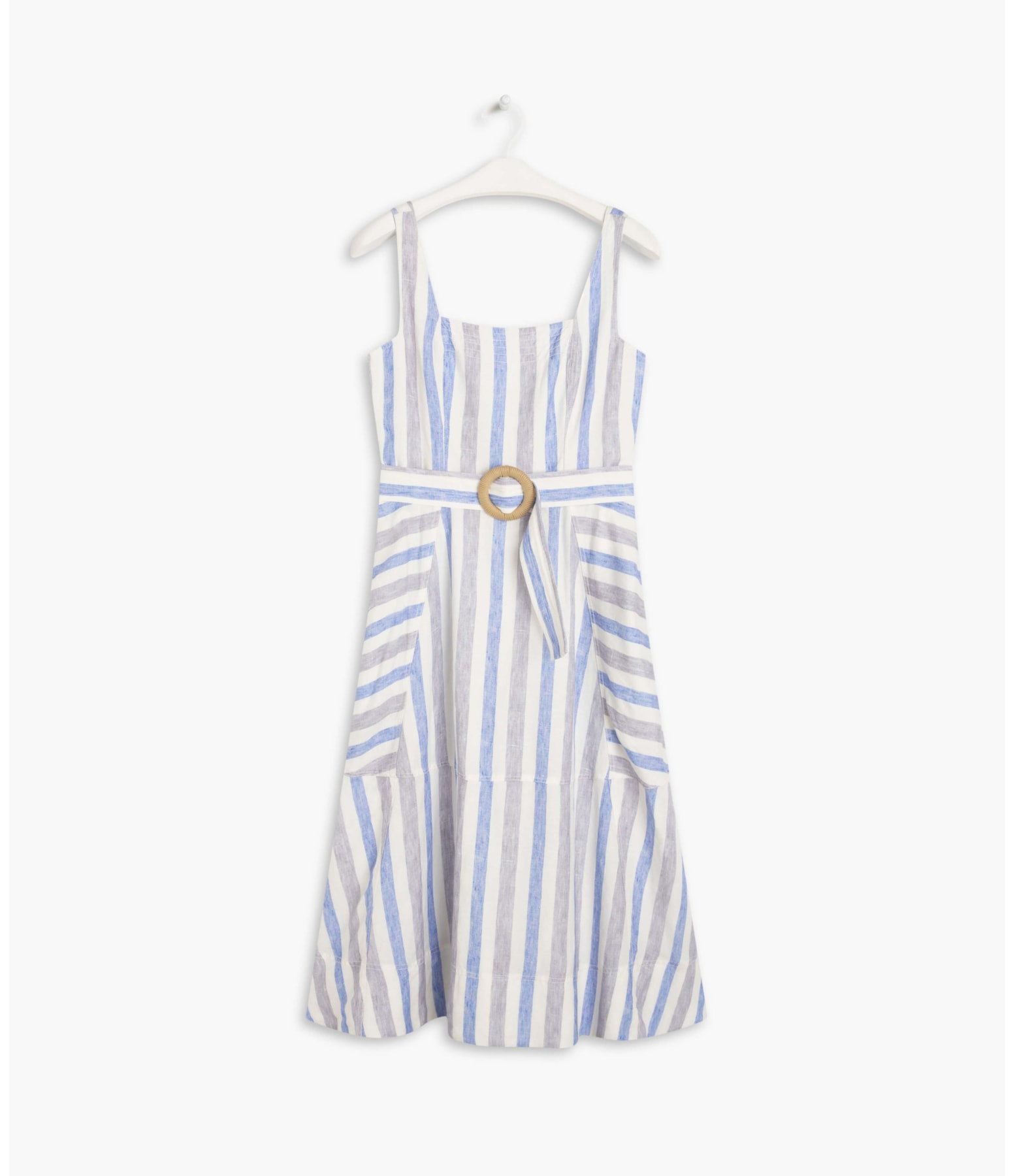 Vestido Linho  Arraial  Listrado Lilas