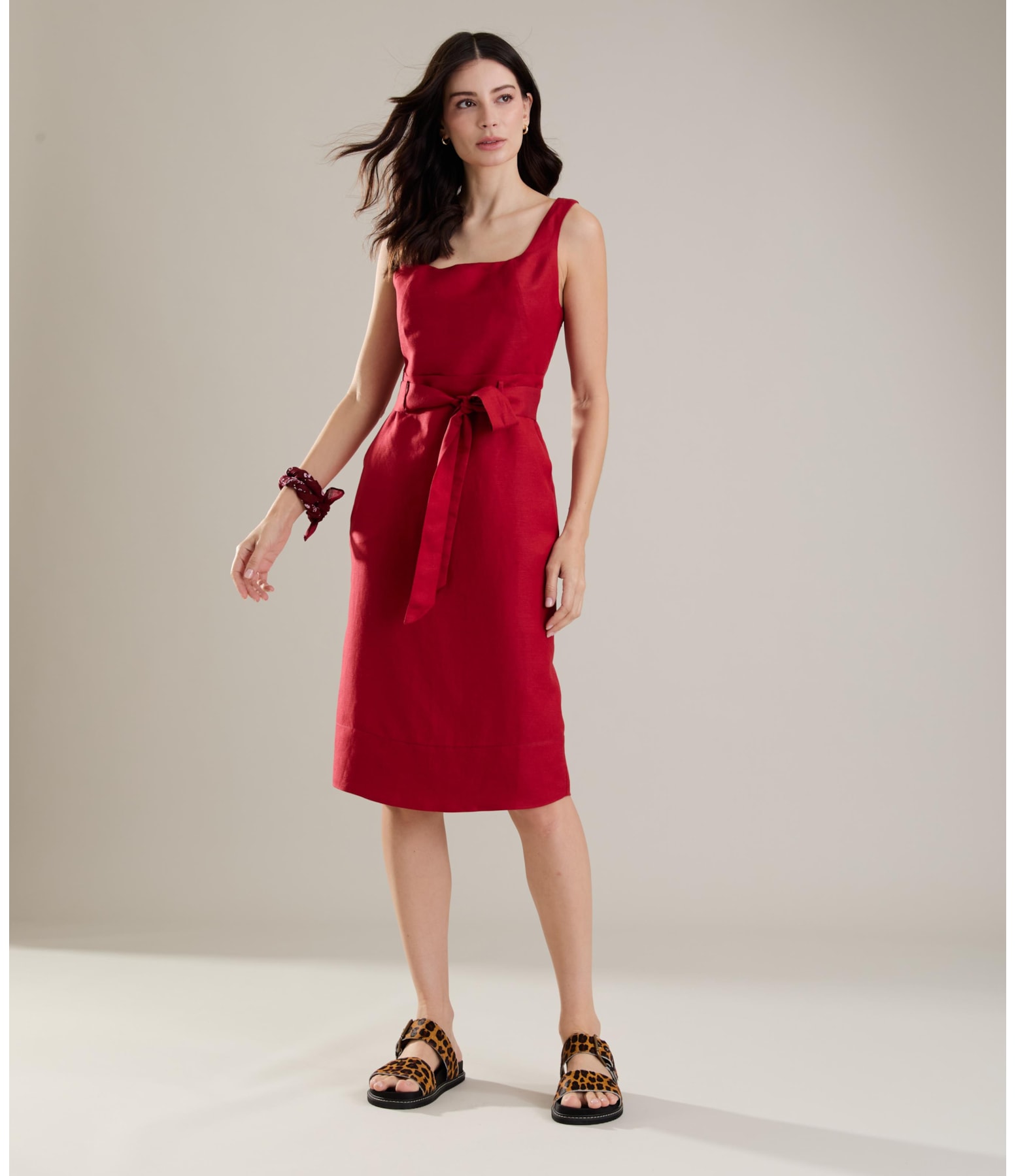 Vestido Linho  Atlas Bordeaux