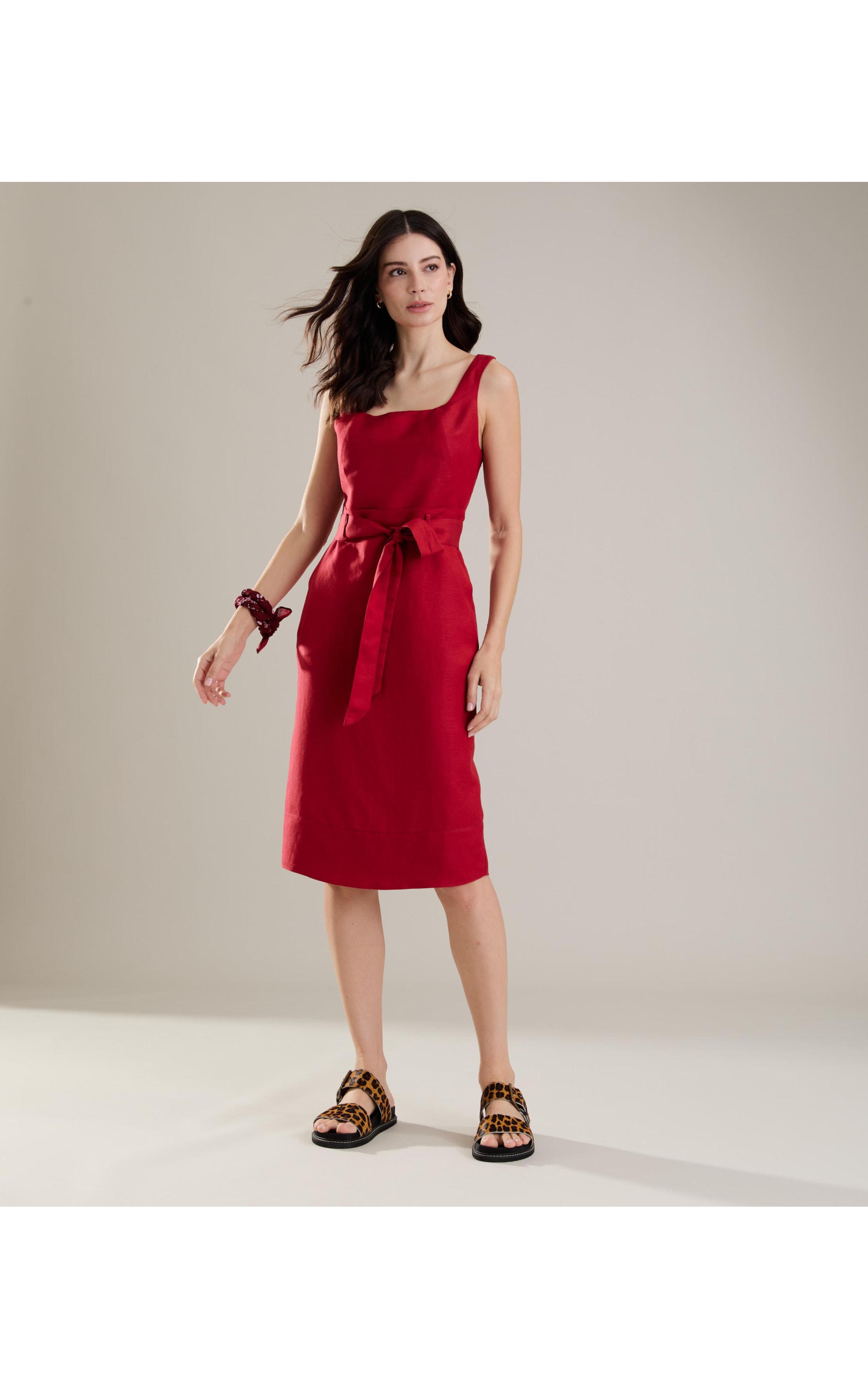 Vestido Linho  Atlas Bordeaux