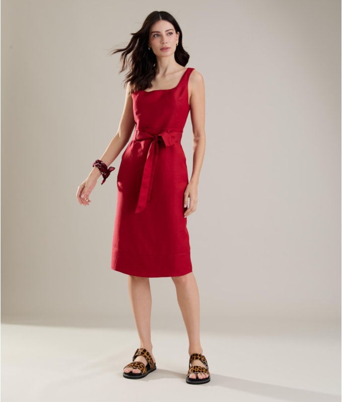 Vestido Linho  Atlas Bordeaux