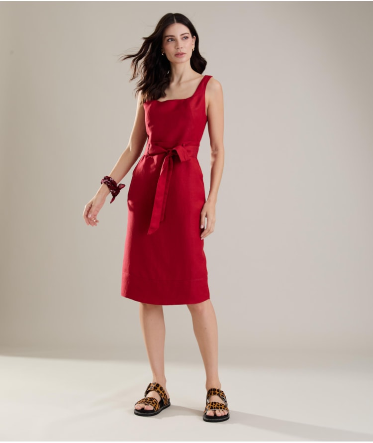 Vestido Linho  Atlas Bordeaux