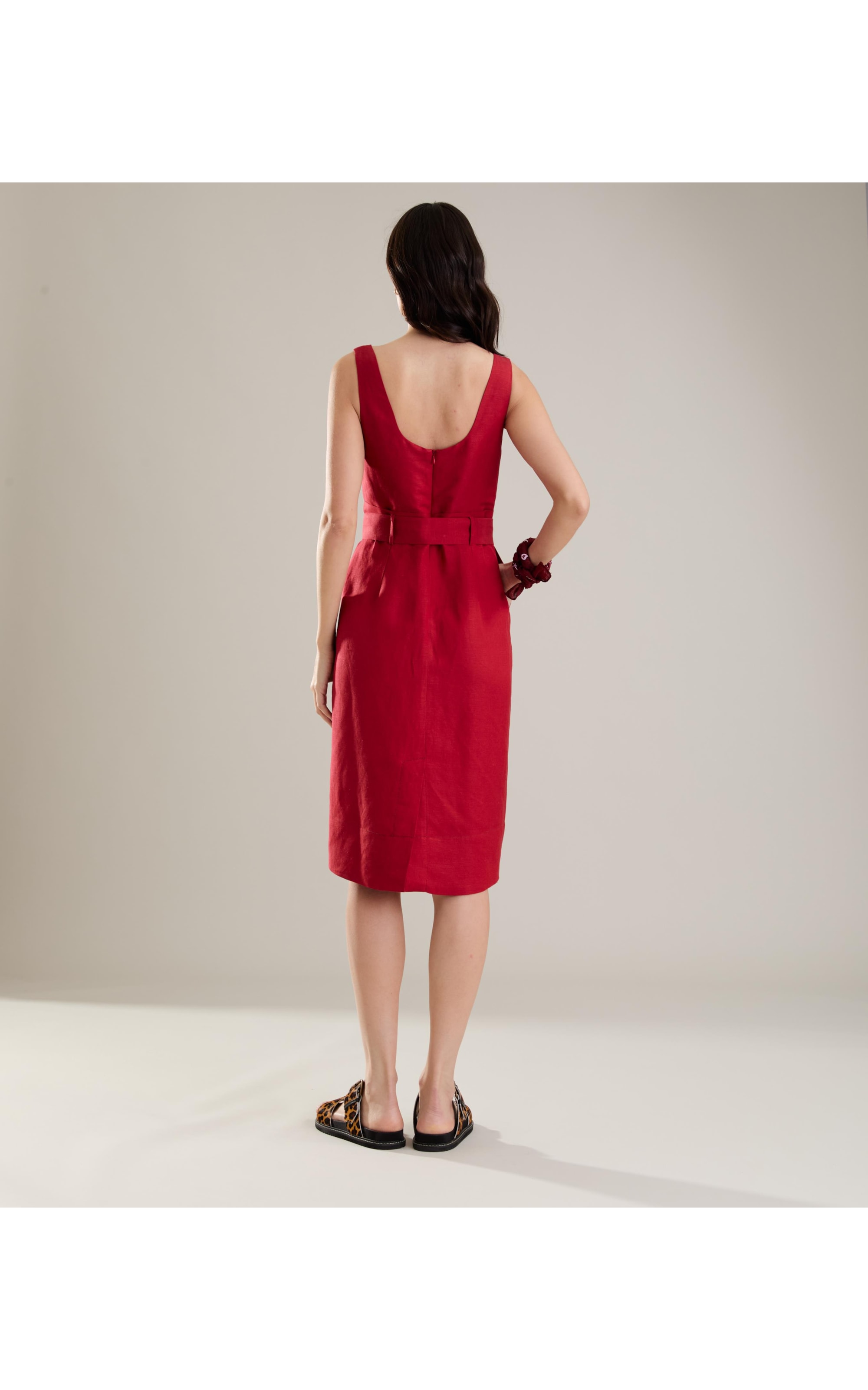 Vestido Linho  Atlas Bordeaux