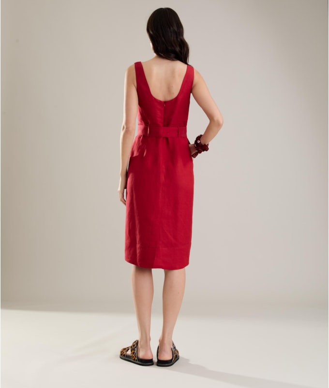 Vestido Linho  Atlas Bordeaux