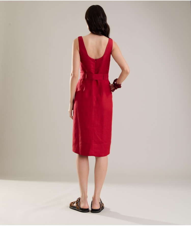 Vestido Linho  Atlas Bordeaux