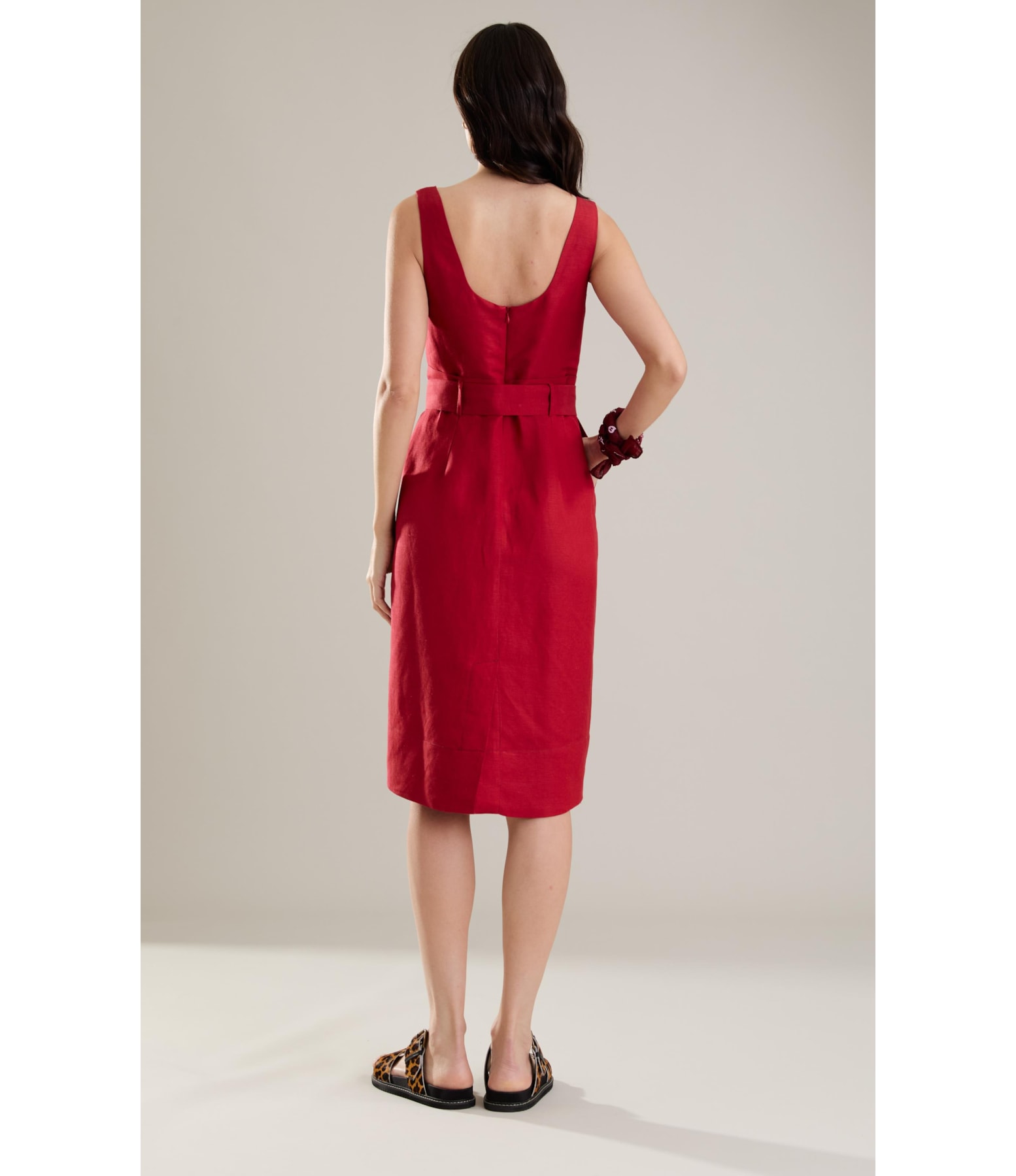 Vestido Linho  Atlas Bordeaux