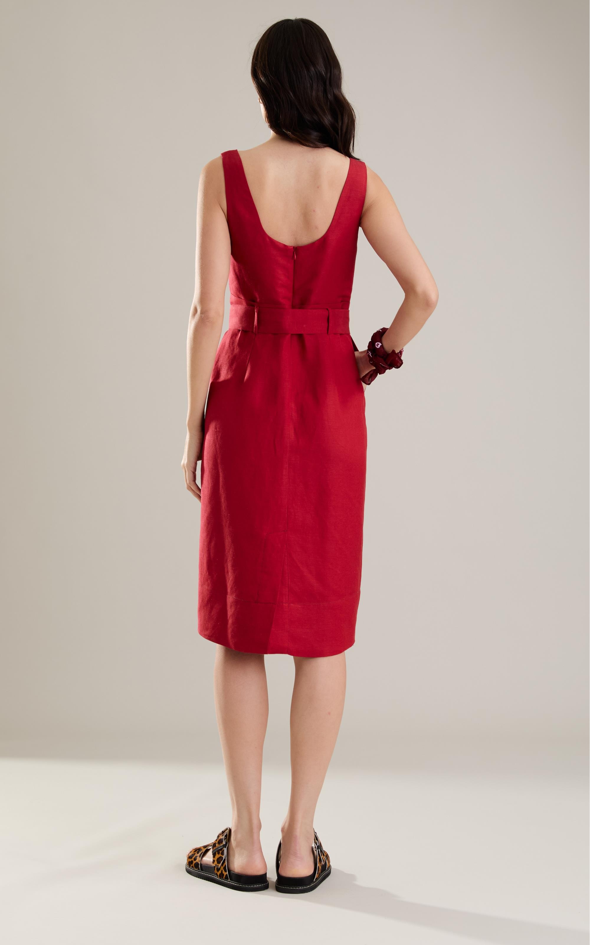 Vestido Linho  Atlas Bordeaux