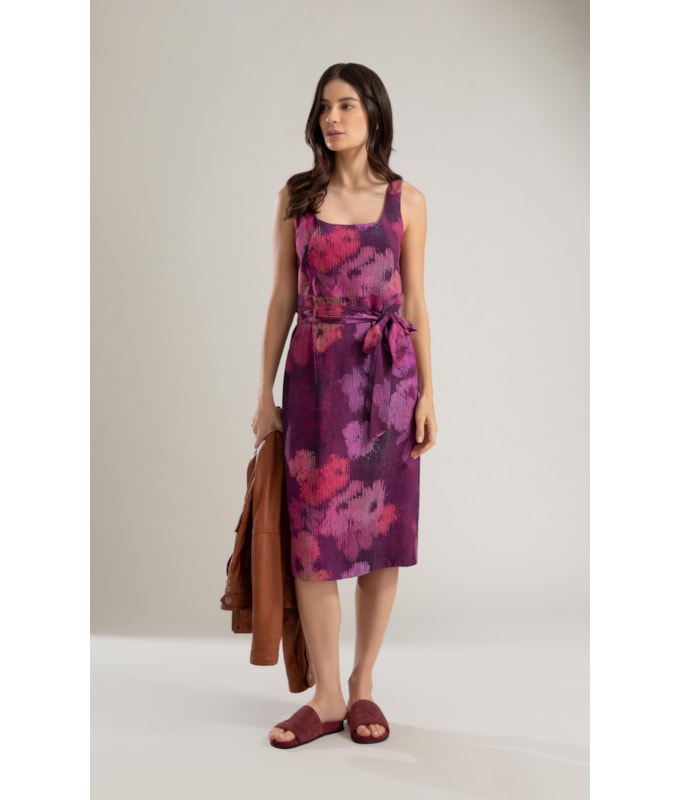 Vestido Linho  Atlas  Est Velvet Beringela